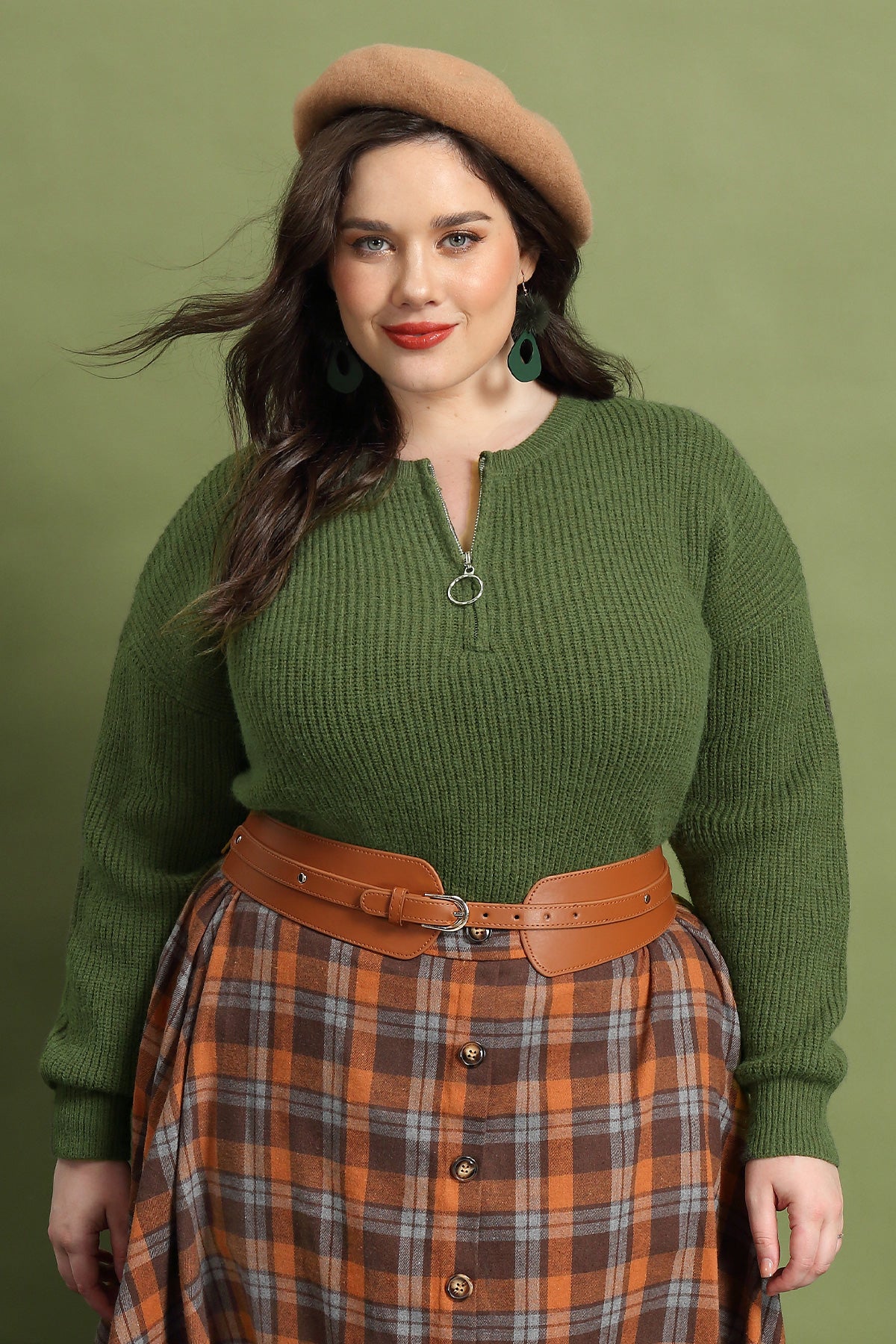 Solid Zipper Up Sweater