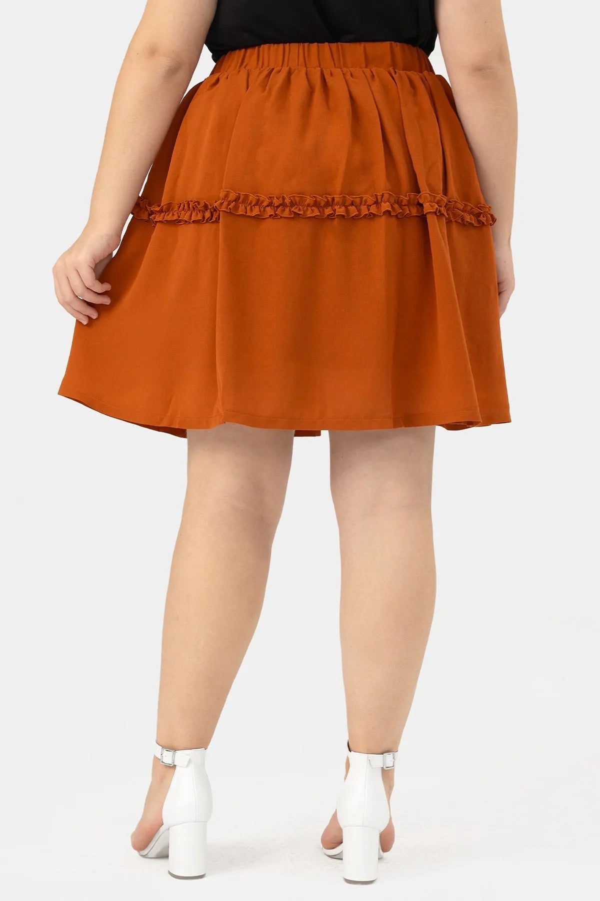 Plain Ruffles Elastic Waist Mini Skirt