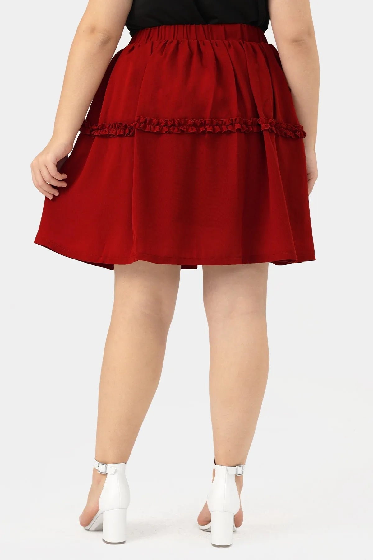 Plain Ruffles Elastic Waist Mini Skirt