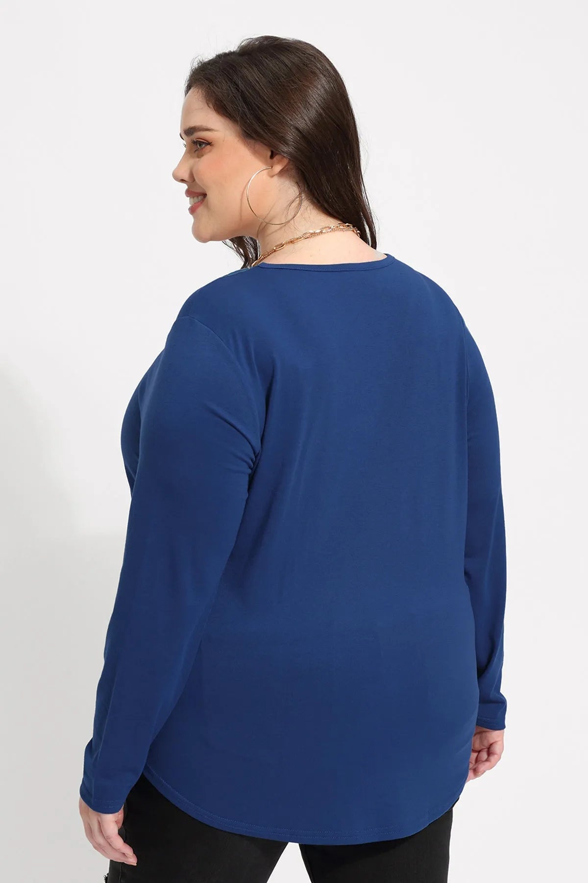 Solid Sexy Lace V-neck Long Sleeve T-Shirt