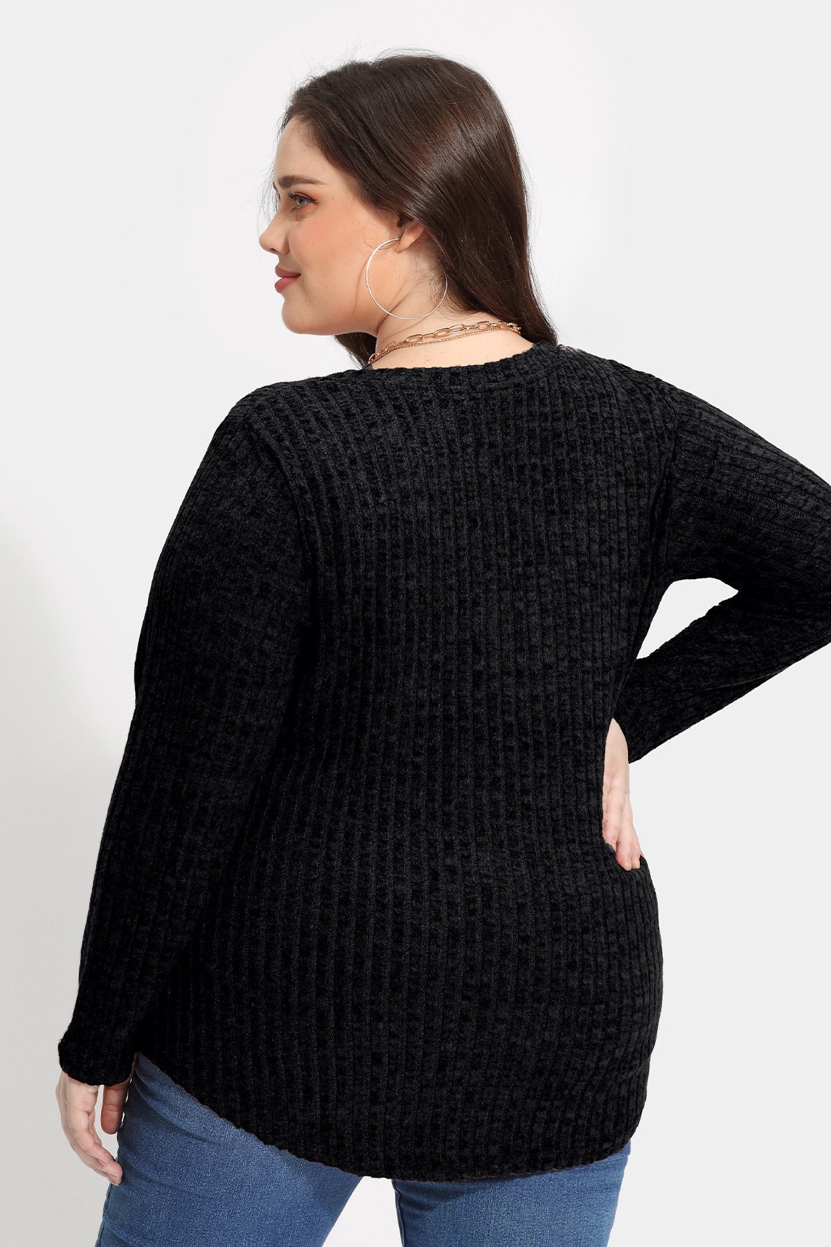 Ritera Texture Crewneck Velvet Basic T-Shirt