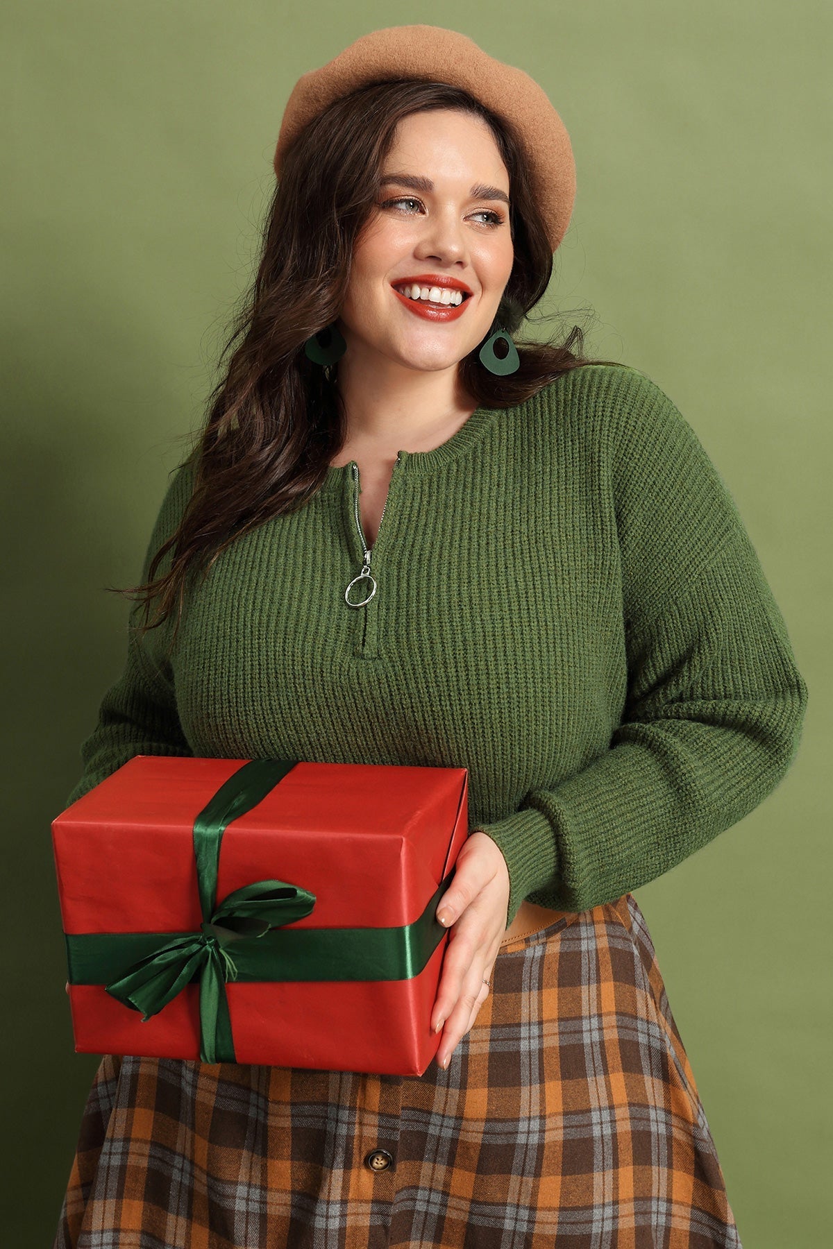 Solid Zipper Up Sweater