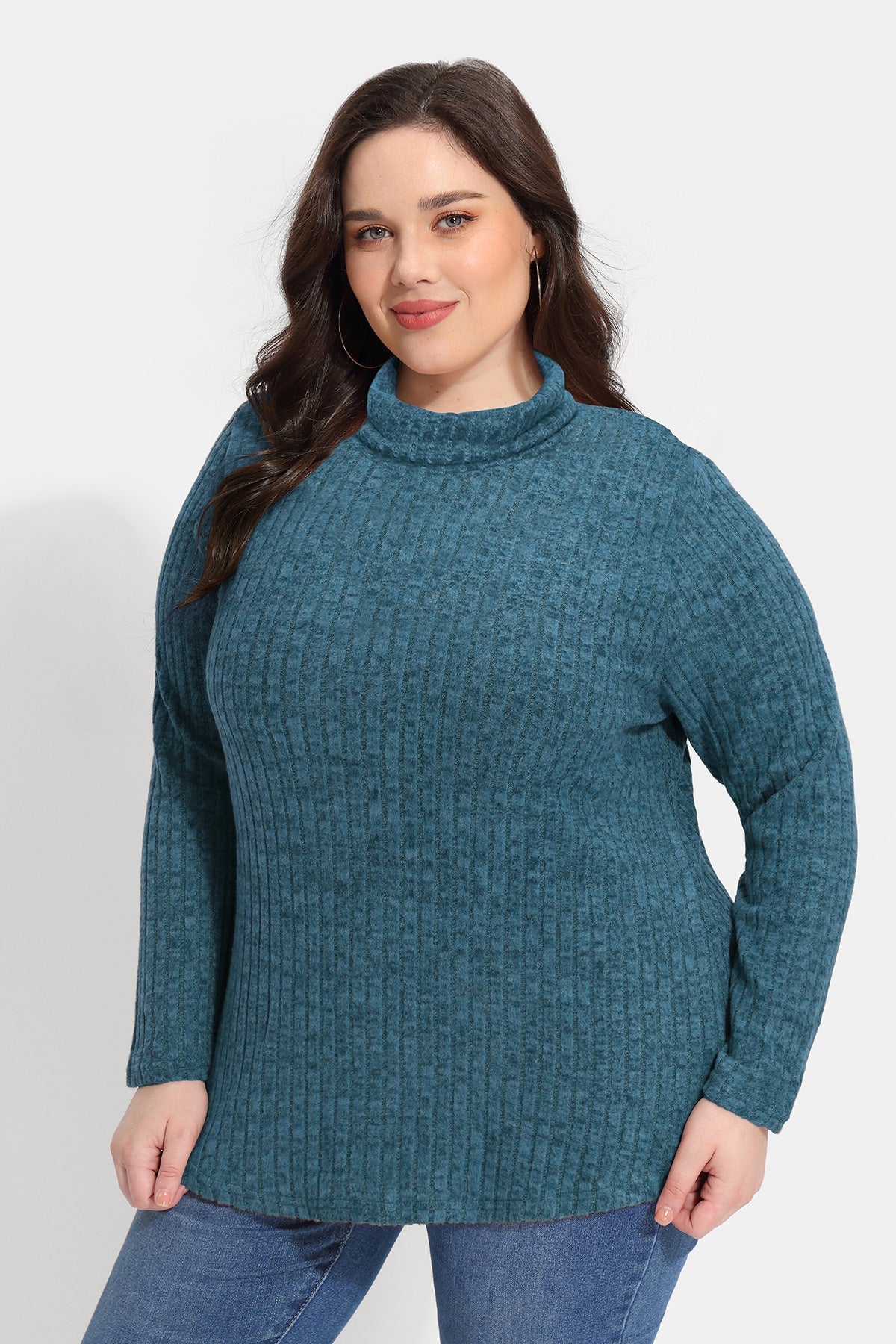 Supersoft Solid Long Sleeve Turtleneck Knit Sweater