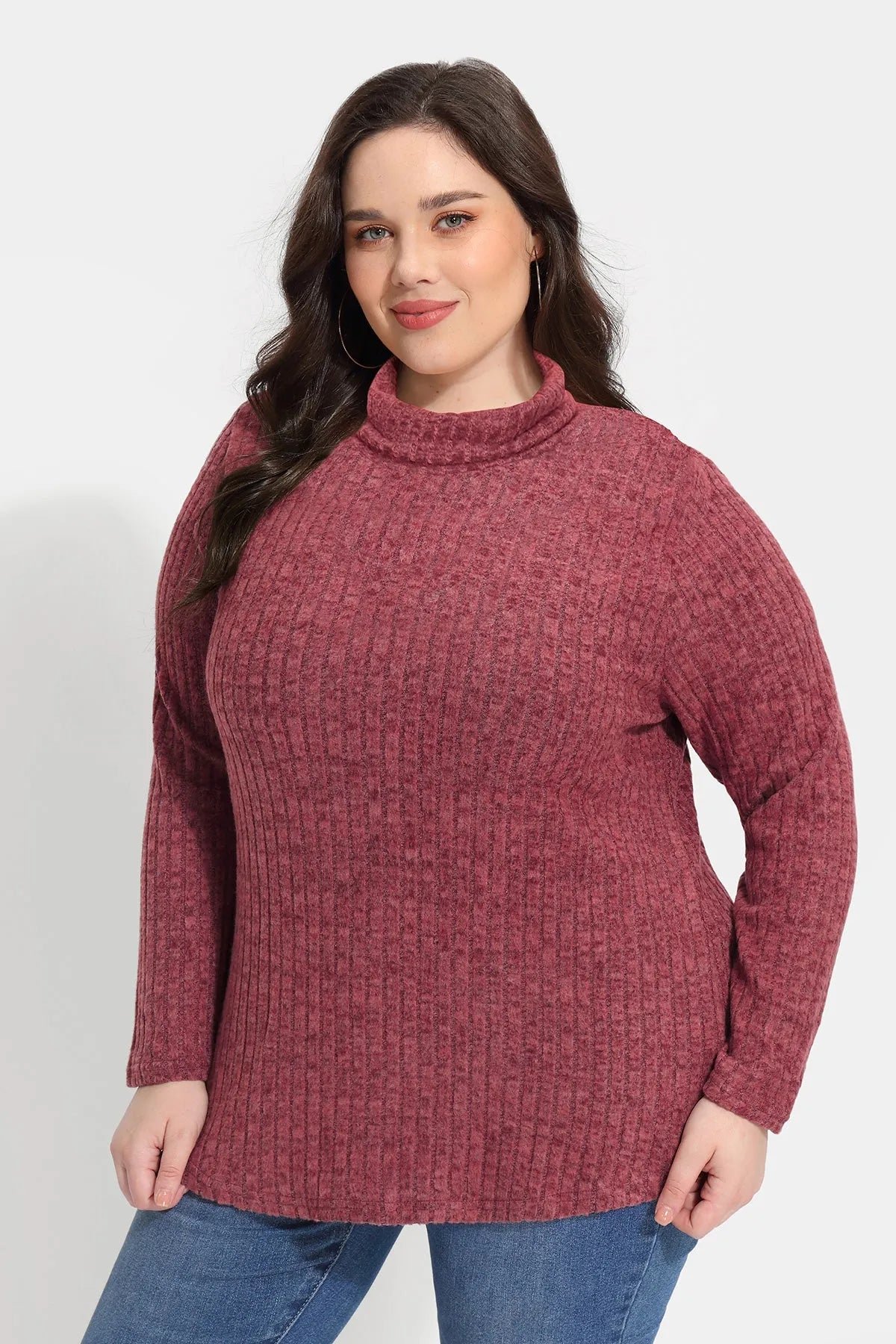 Supersoft Solid Long Sleeve Turtleneck Knit Sweater