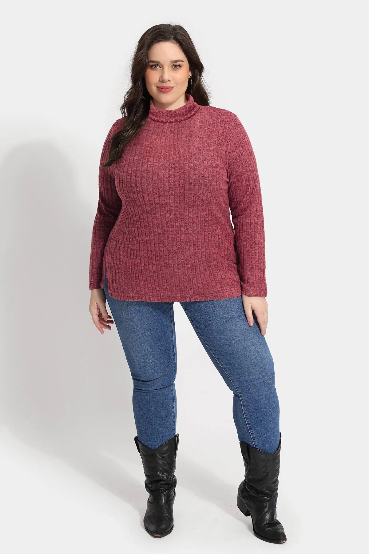 Supersoft Solid Long Sleeve Turtleneck Knit Sweater