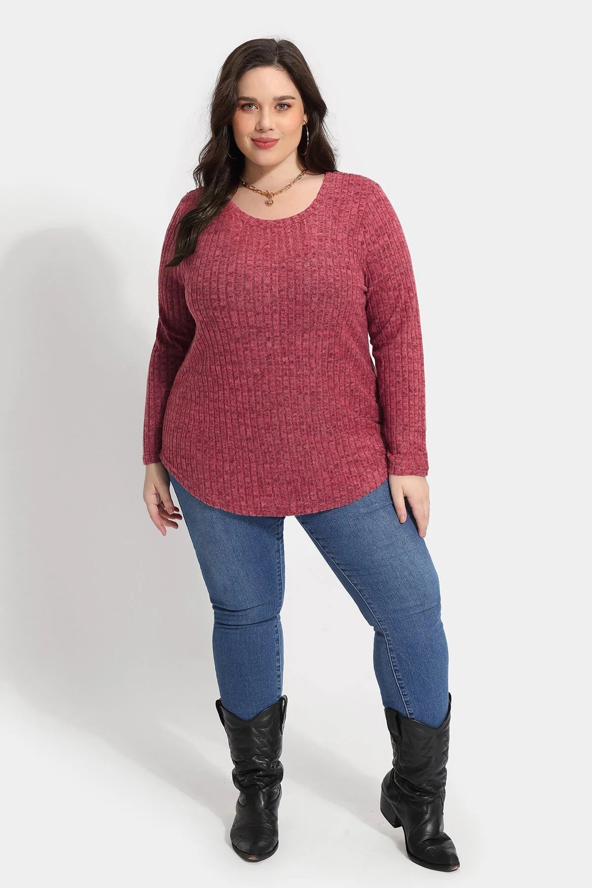 Ritera Texture Crewneck Velvet Basic T-Shirt