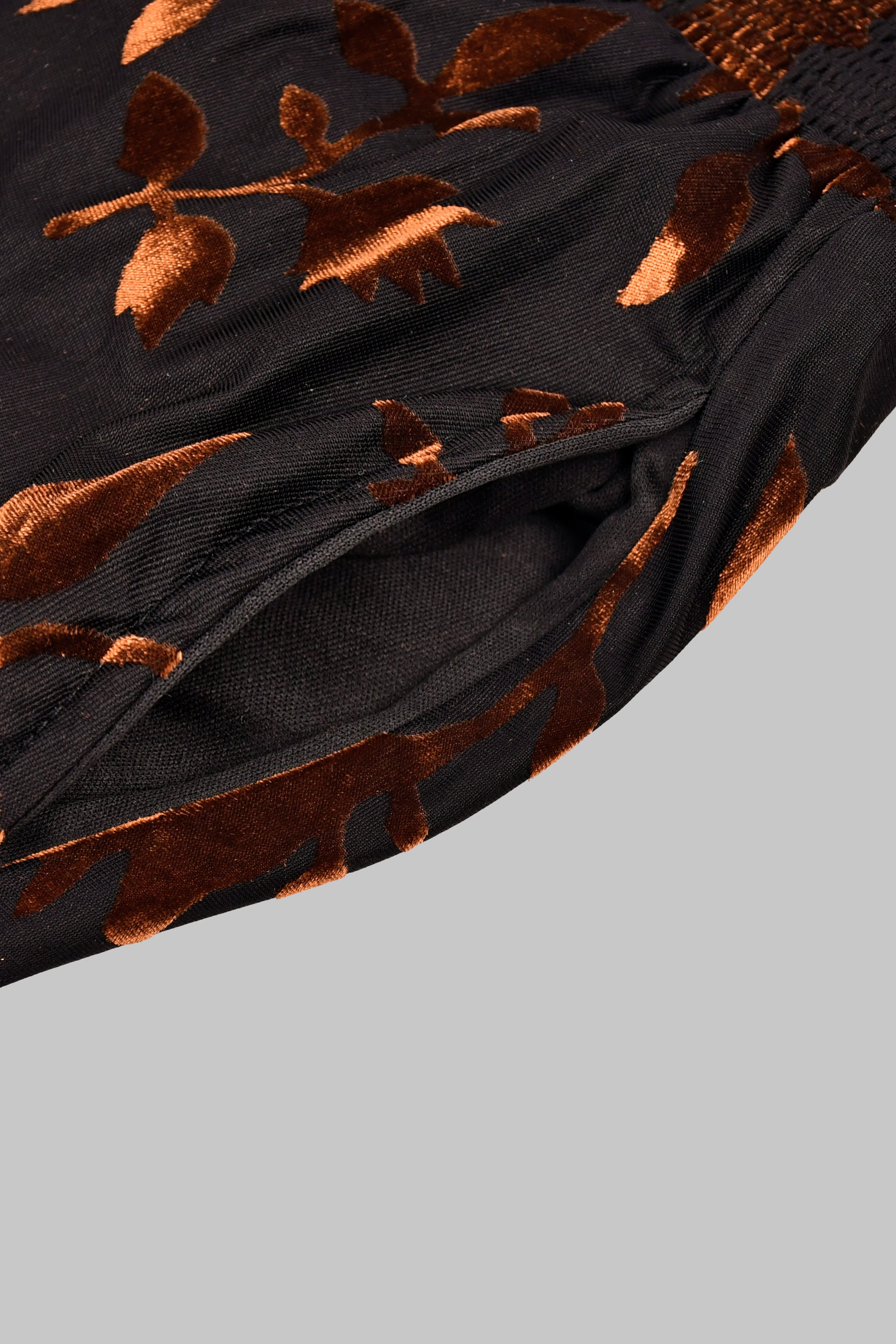 Ritera Pockets Smocked Waist Jacquard Floral A-Line Midi Dress