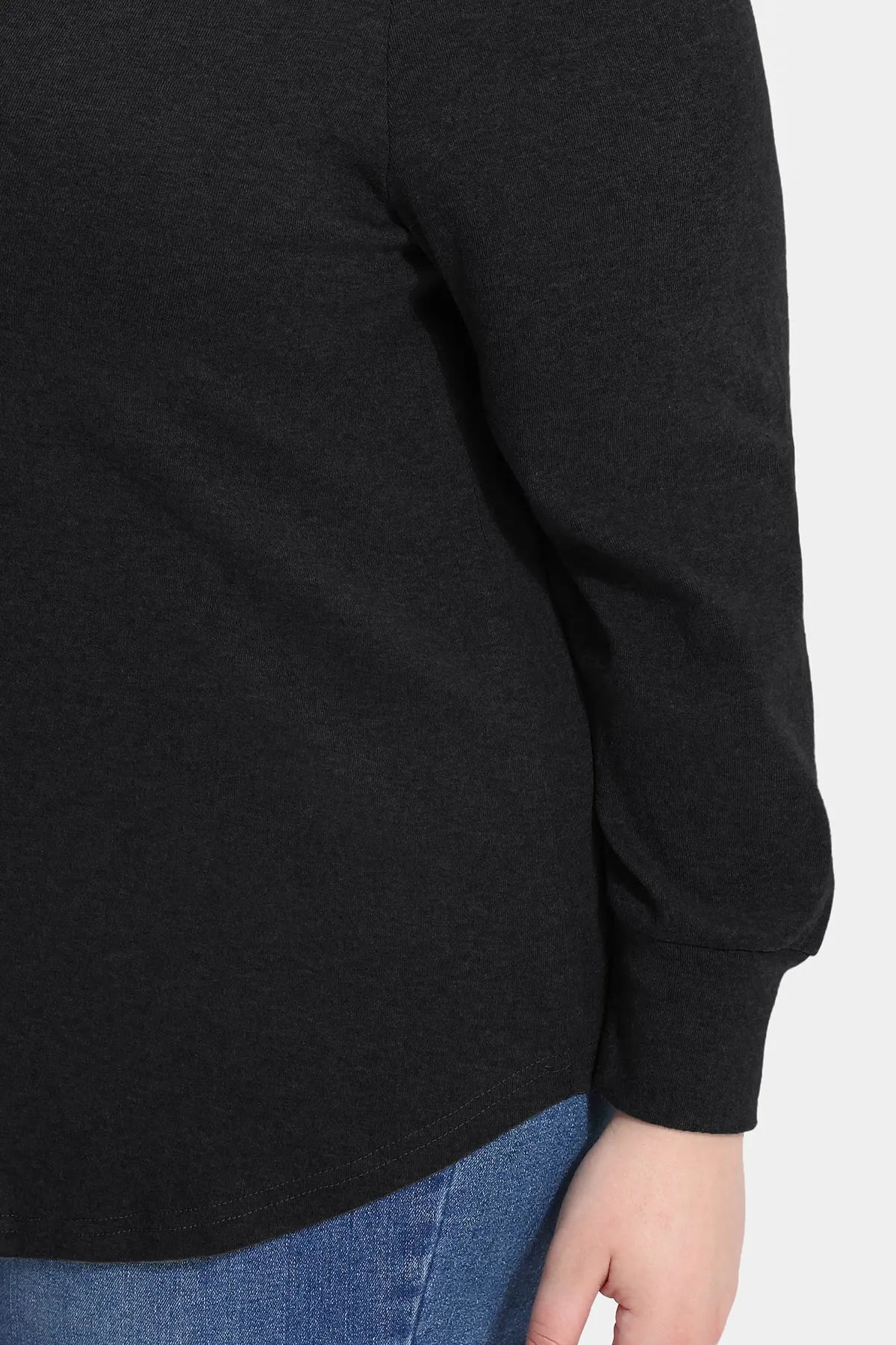 Solid Button Shoulder Detail Crewneck T-Shirt