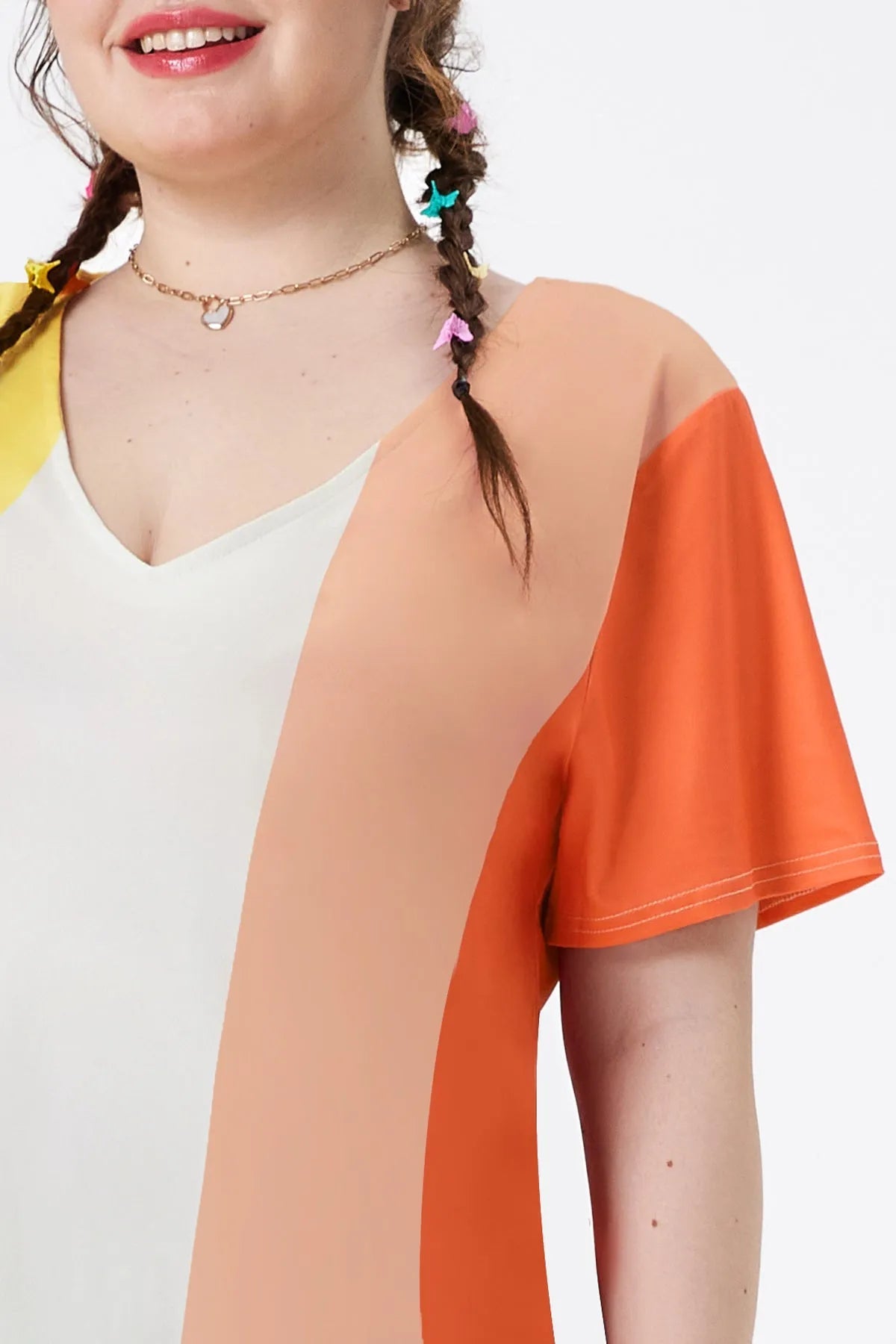 Multicolor Stripes Block V Neck T-Shirt