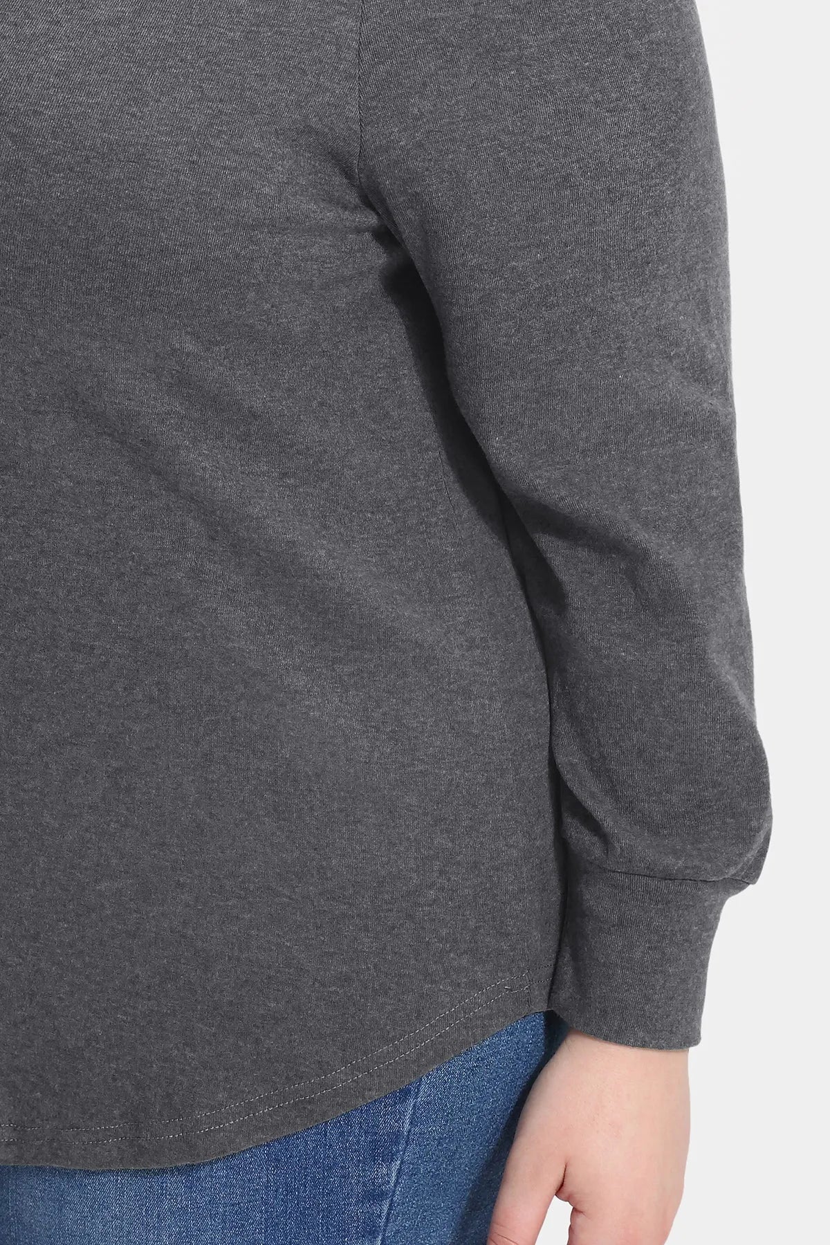 Solid Button Shoulder Detail Crewneck T-Shirt
