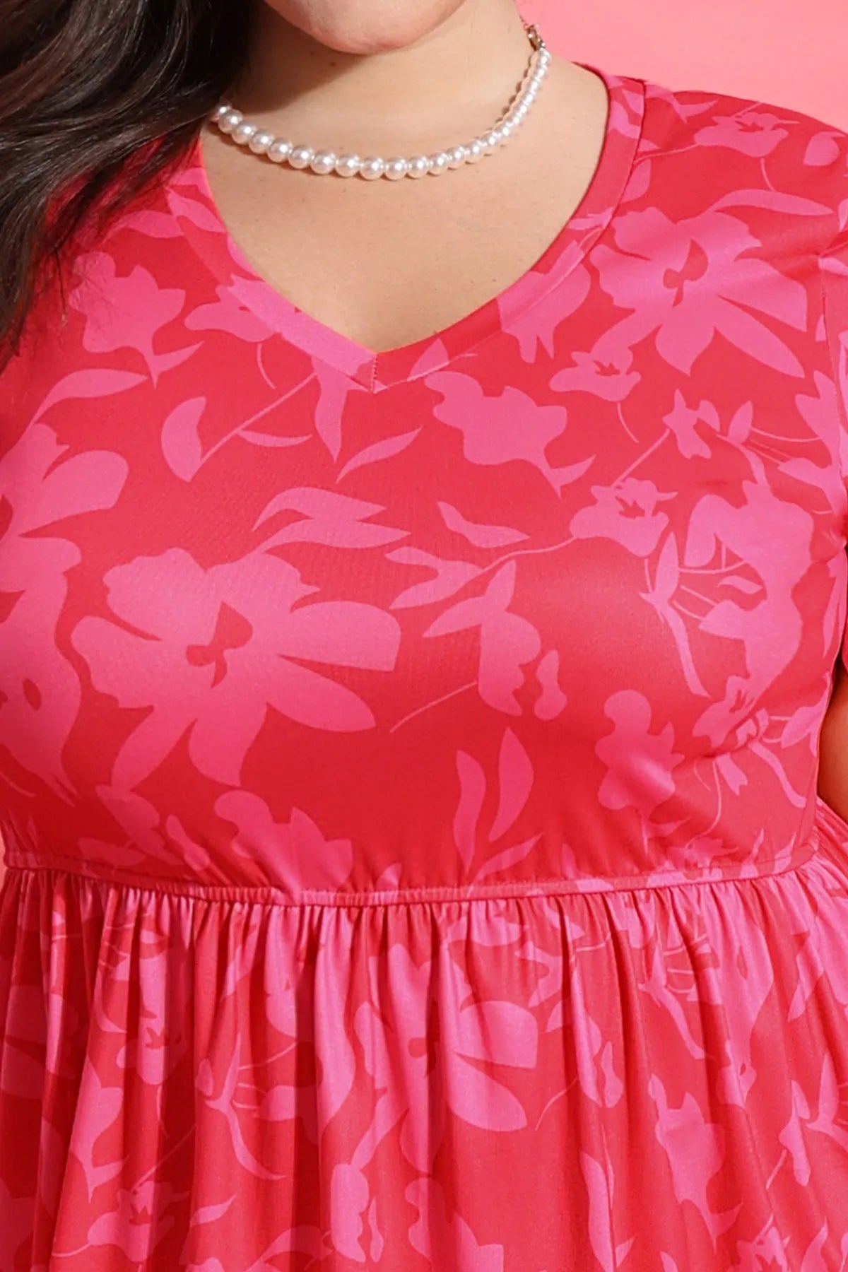 Ritera Pockets Elastic Waist Floral A-line Midi Dress