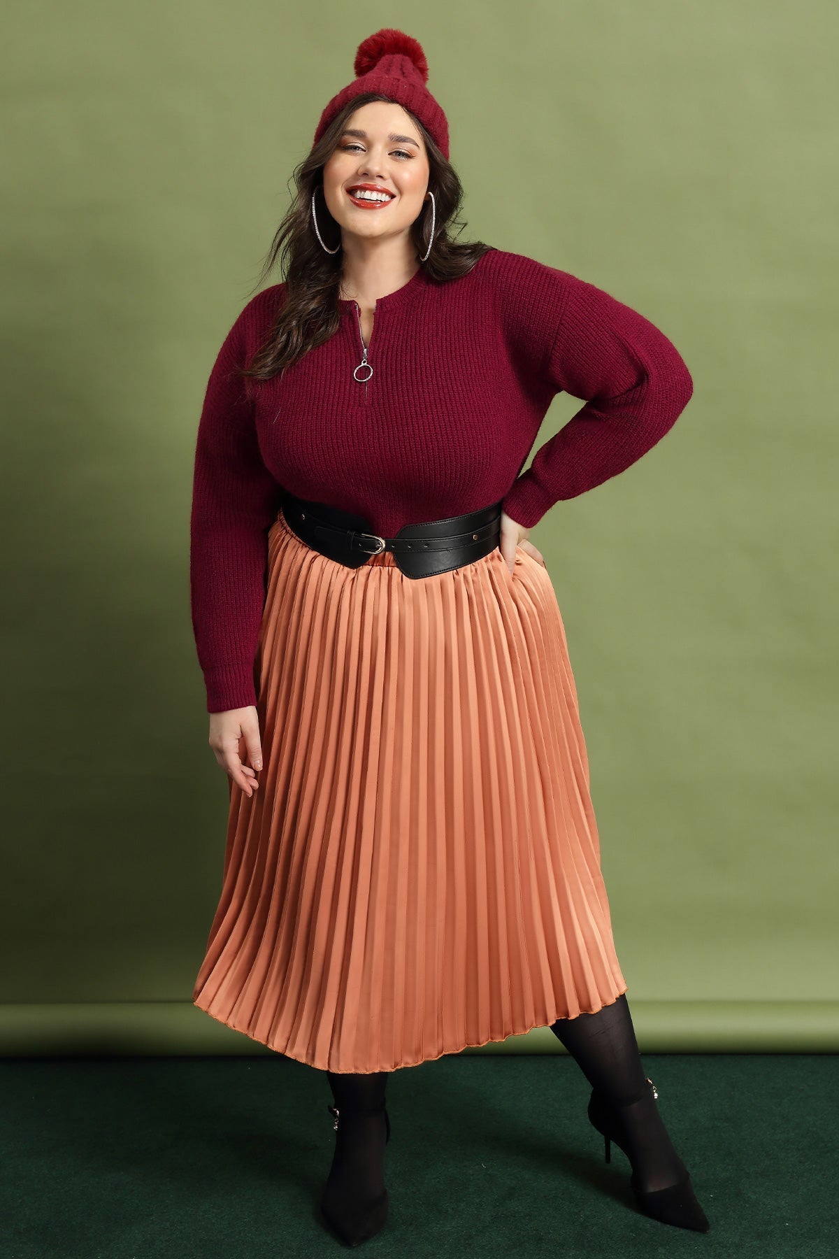 Solid Zipper Up Sweater