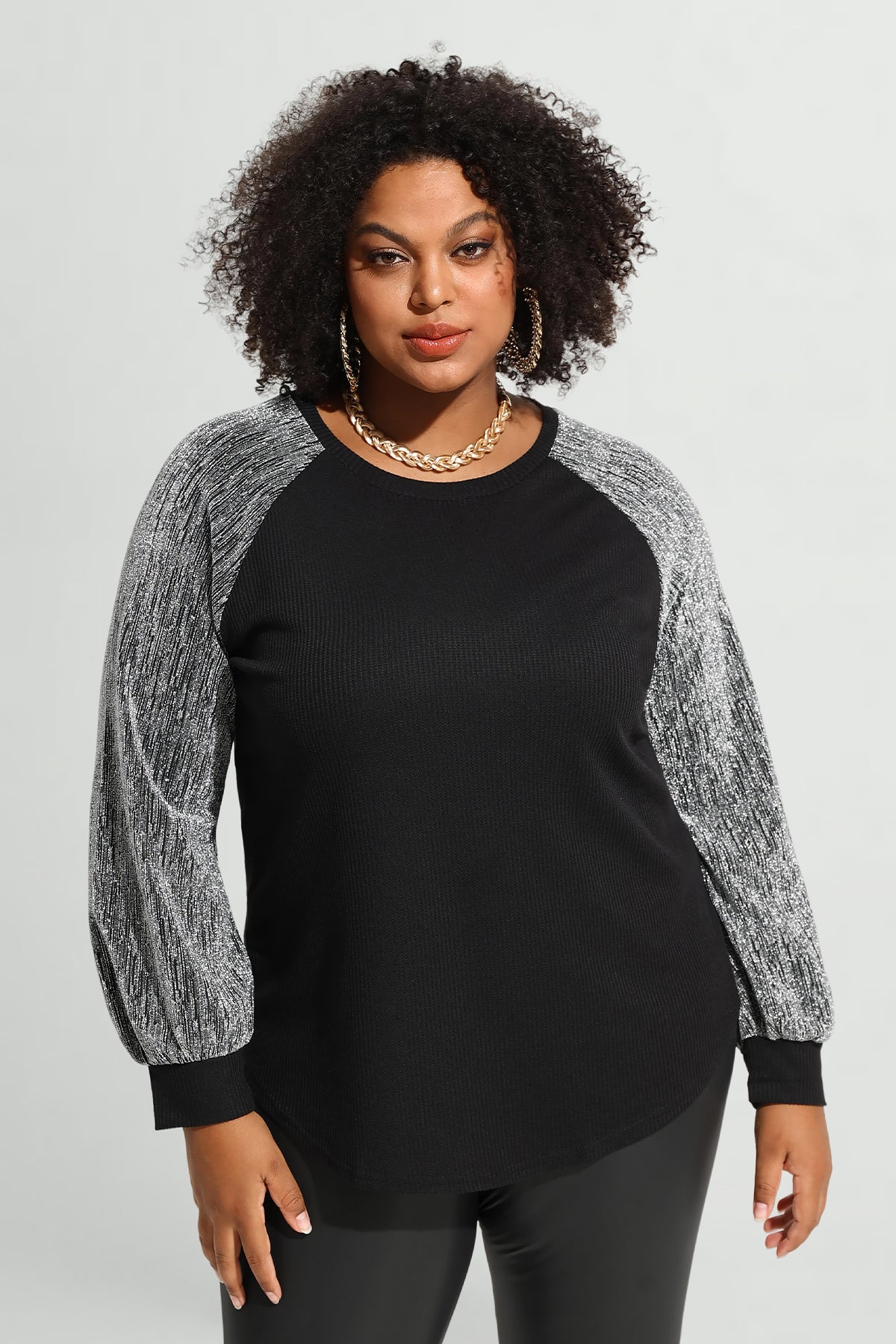 Raglan Sequin Long Sleeve T-Shirt