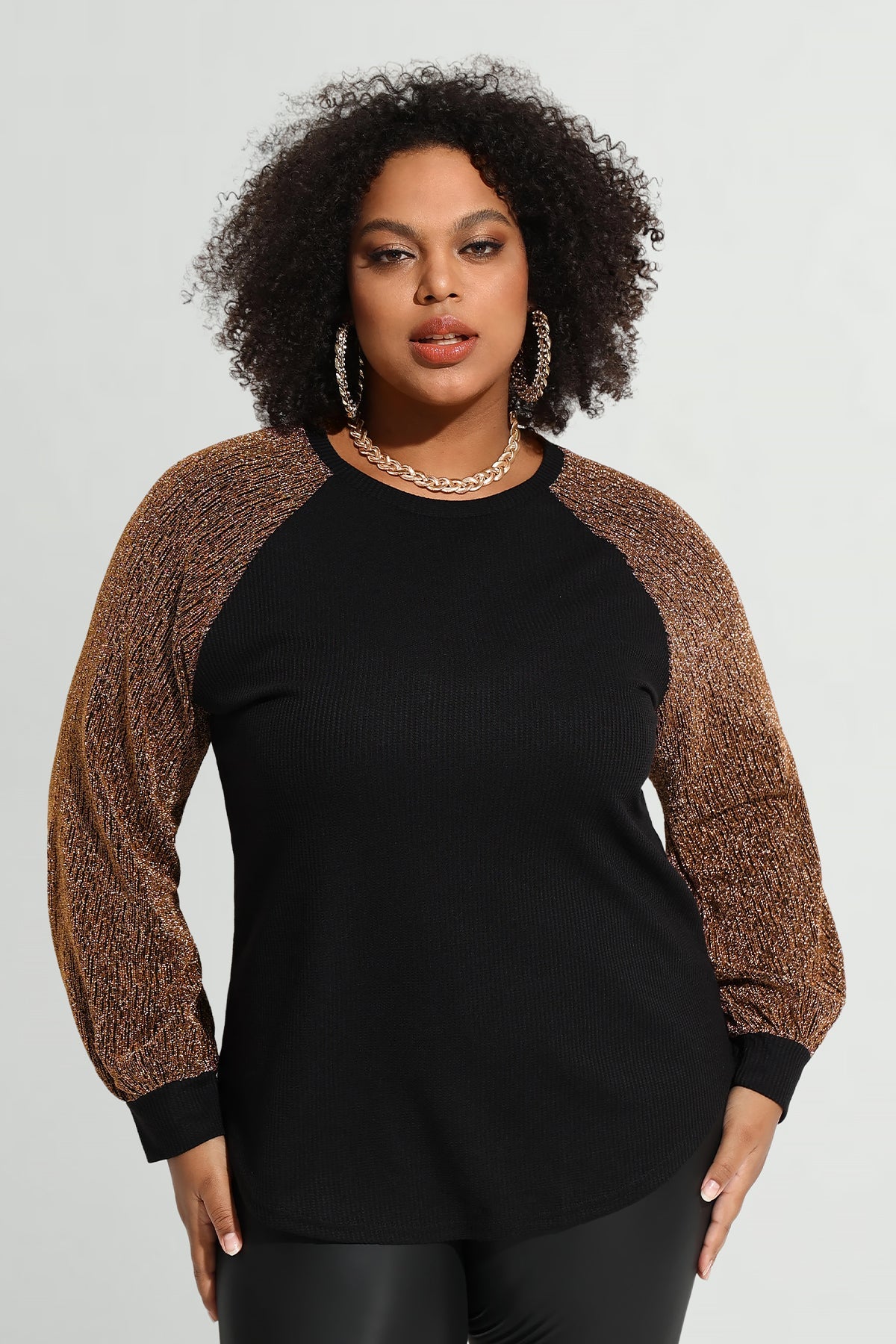 Raglan Sequin Long Sleeve T-Shirt