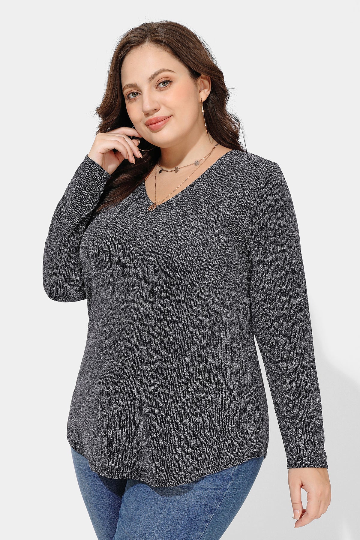 Ritera Texture V Neck Long Sleeve T-Shirt