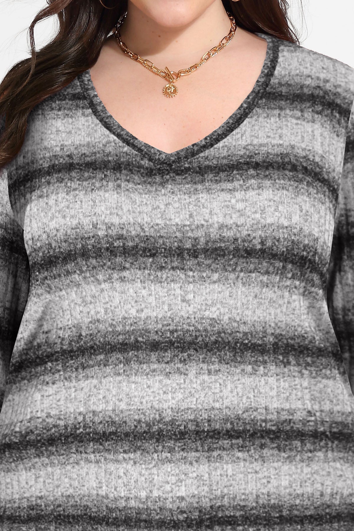 Ritera Striped V Neck Long Sleeve T-Shirt