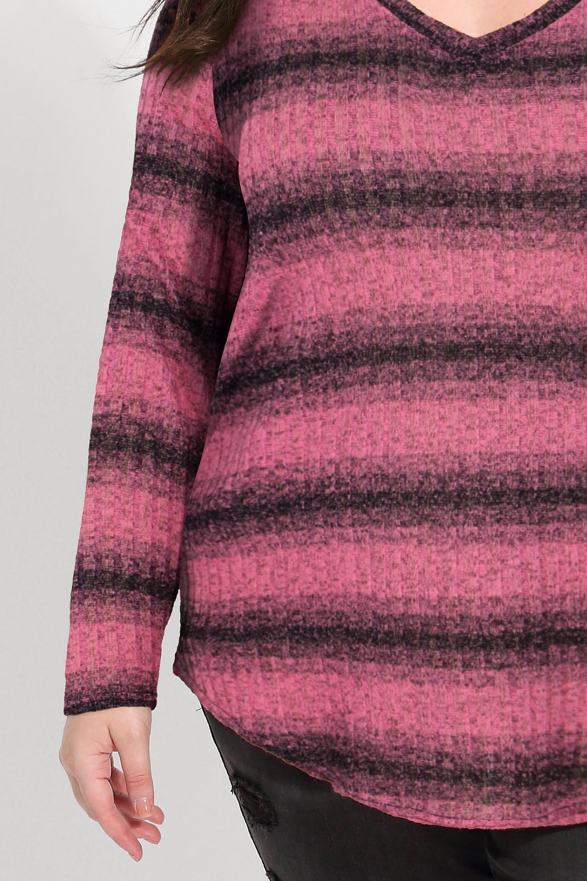 Ritera Striped V Neck Long Sleeve T-Shirt