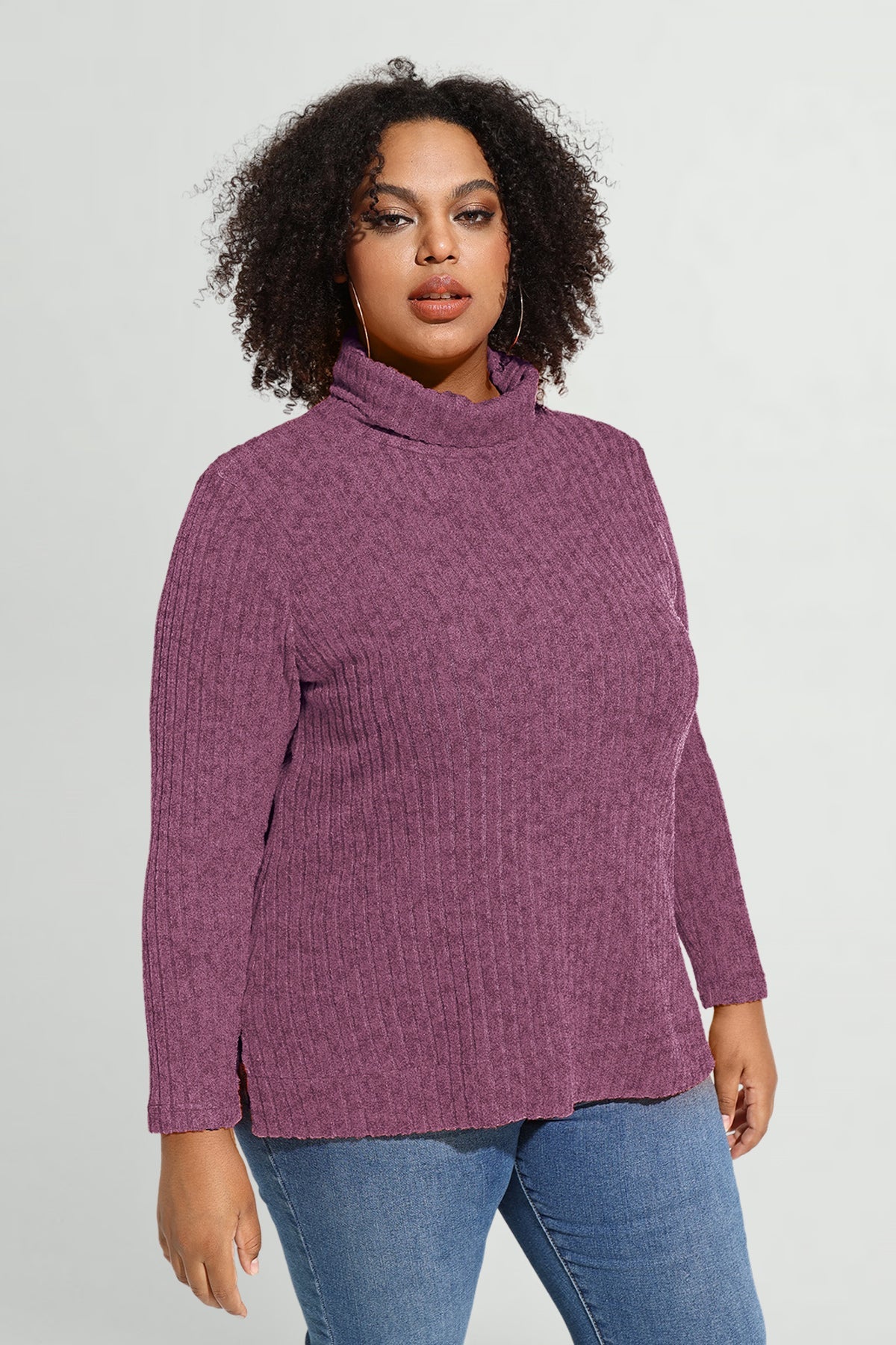 Supersoft Solid Long Sleeve Turtleneck Knit Sweater
