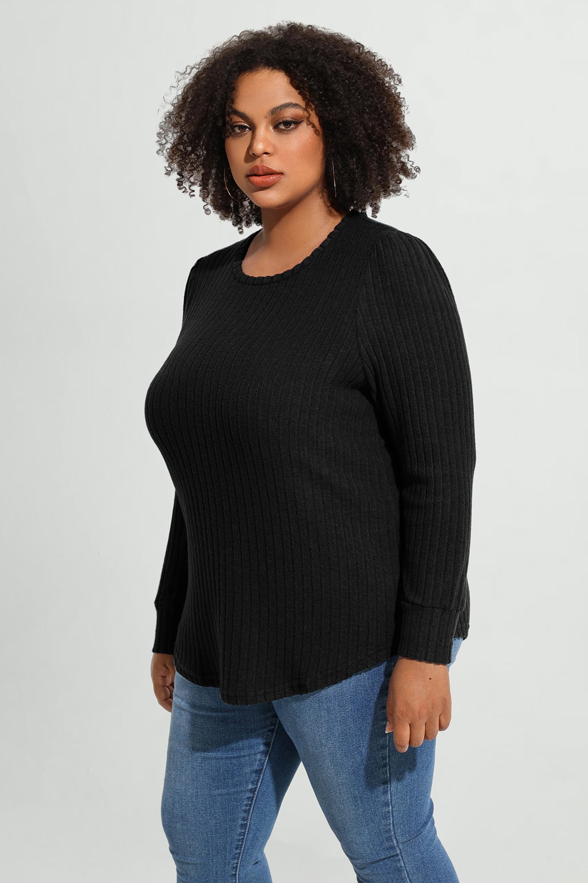 Ritera Solid Texture Velvet Basic Long Sleeve T-Shirt