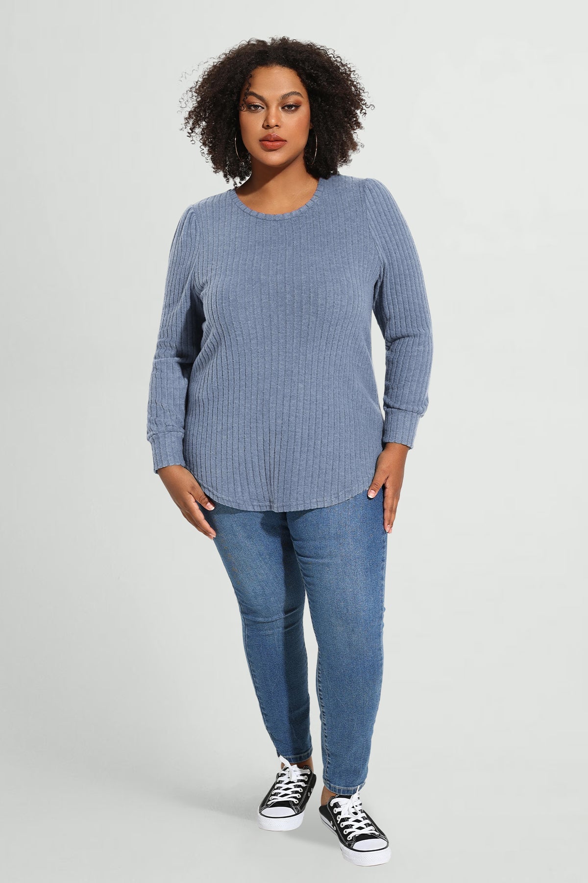 Ritera Solid Texture Velvet Basic Long Sleeve T-Shirt