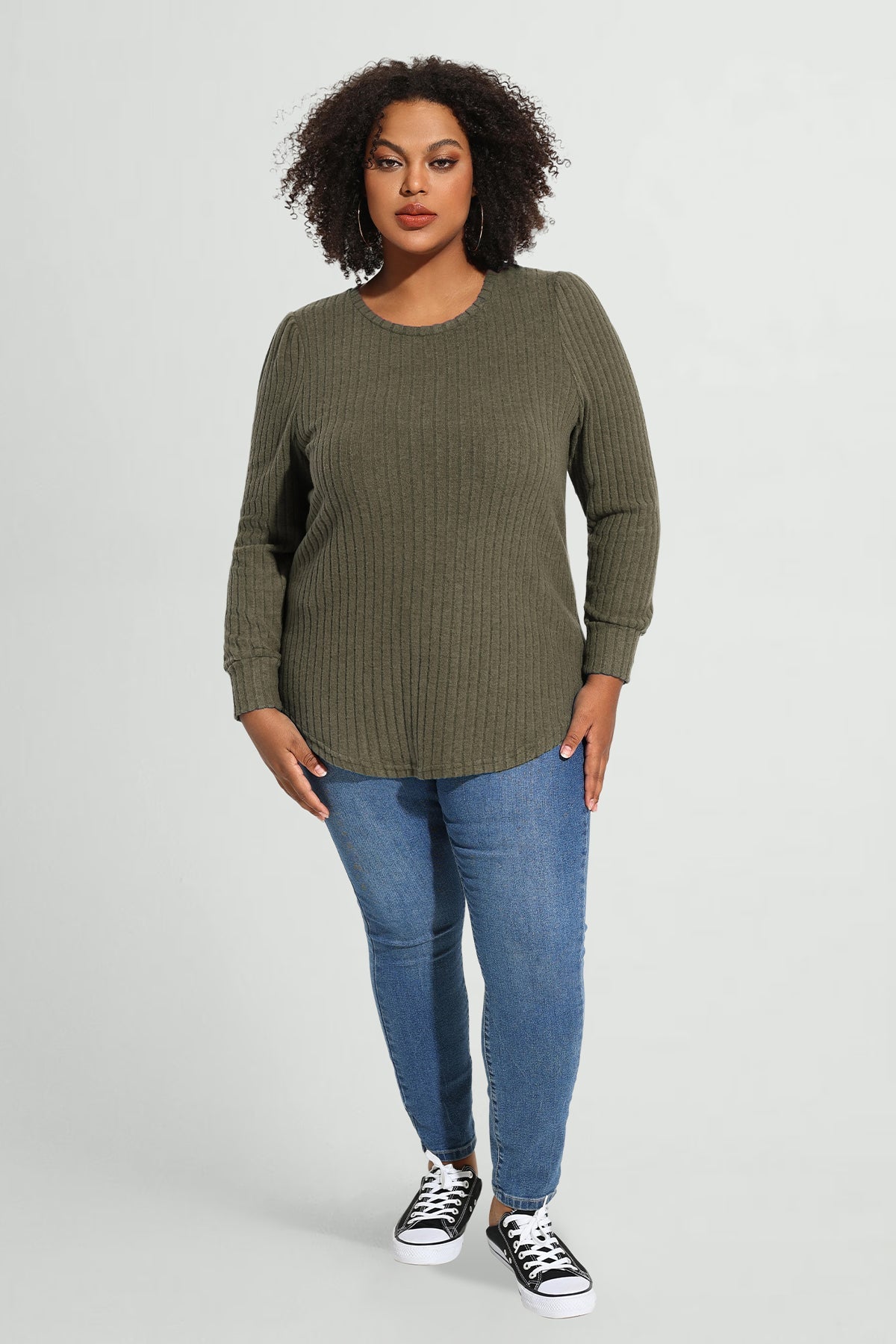 Ritera Solid Texture Velvet Basic Long Sleeve T-Shirt