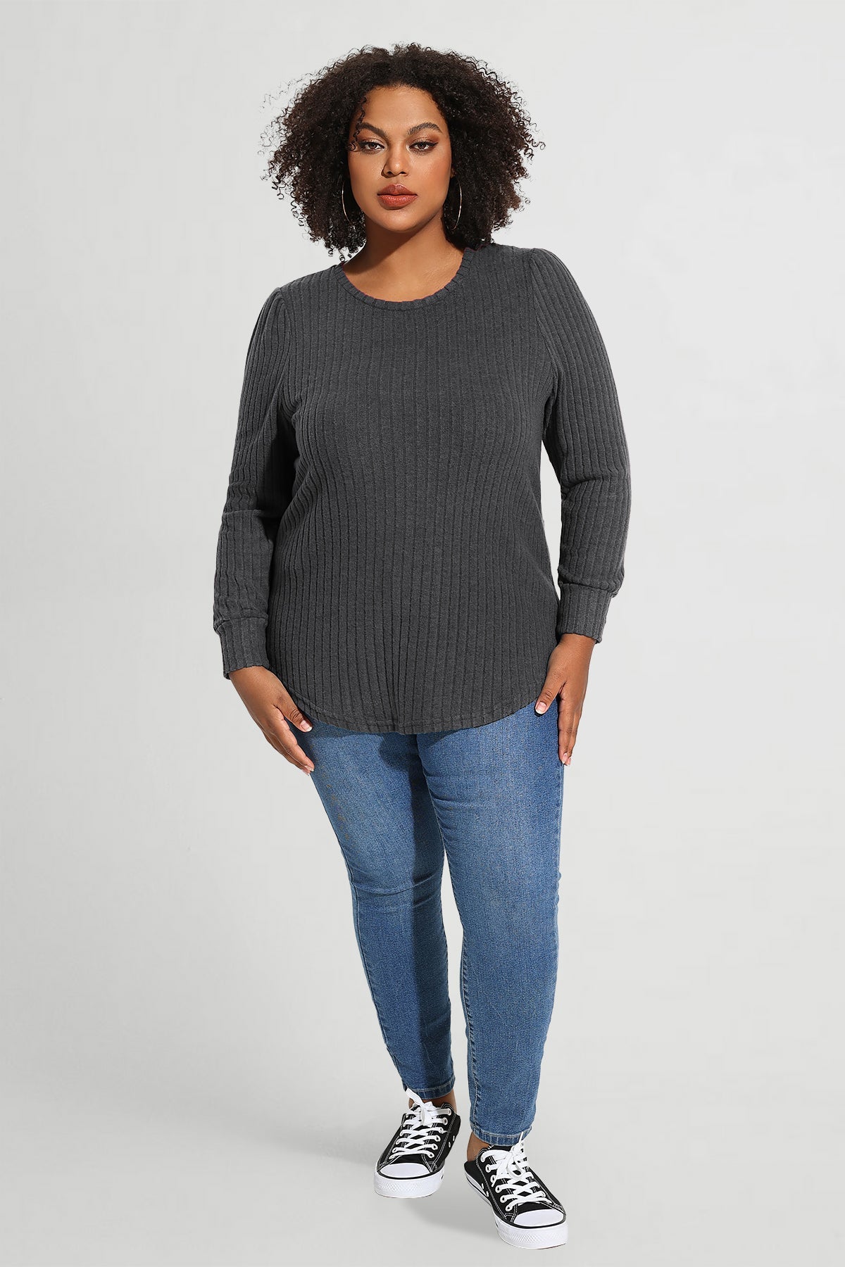 Ritera Solid Texture Velvet Basic Long Sleeve T-Shirt