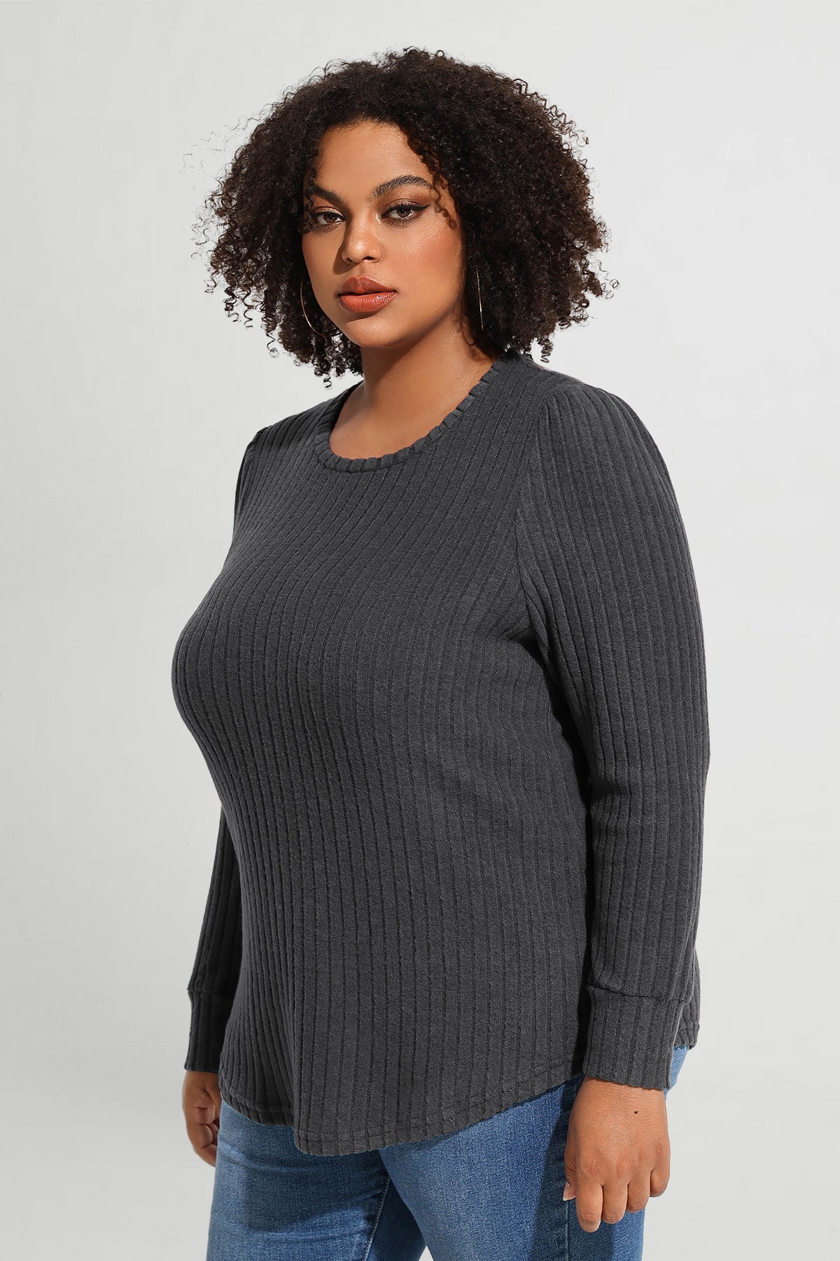 Ritera Solid Texture Velvet Basic Long Sleeve T-Shirt