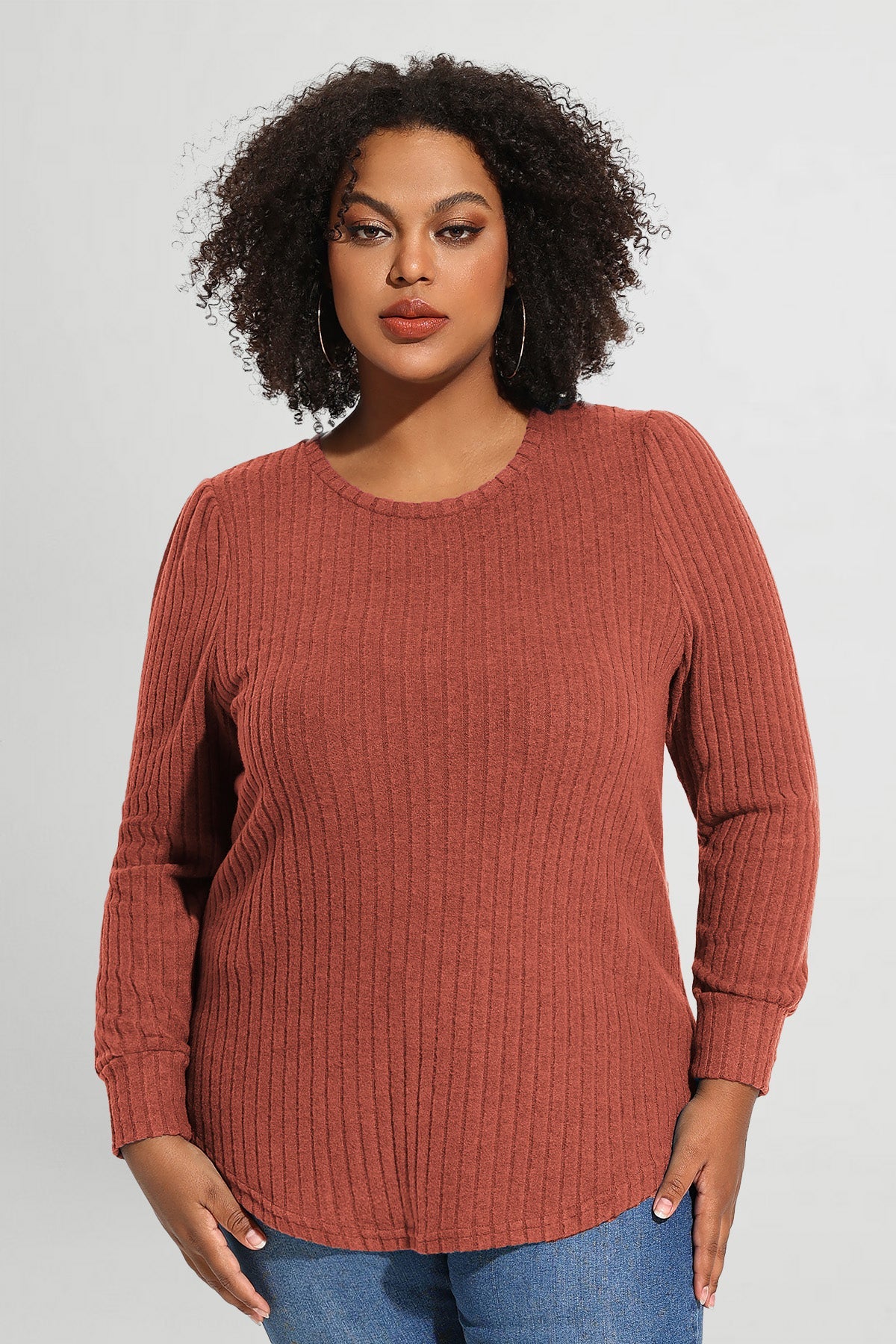 Ritera Solid Texture Velvet Basic Long Sleeve T-Shirt