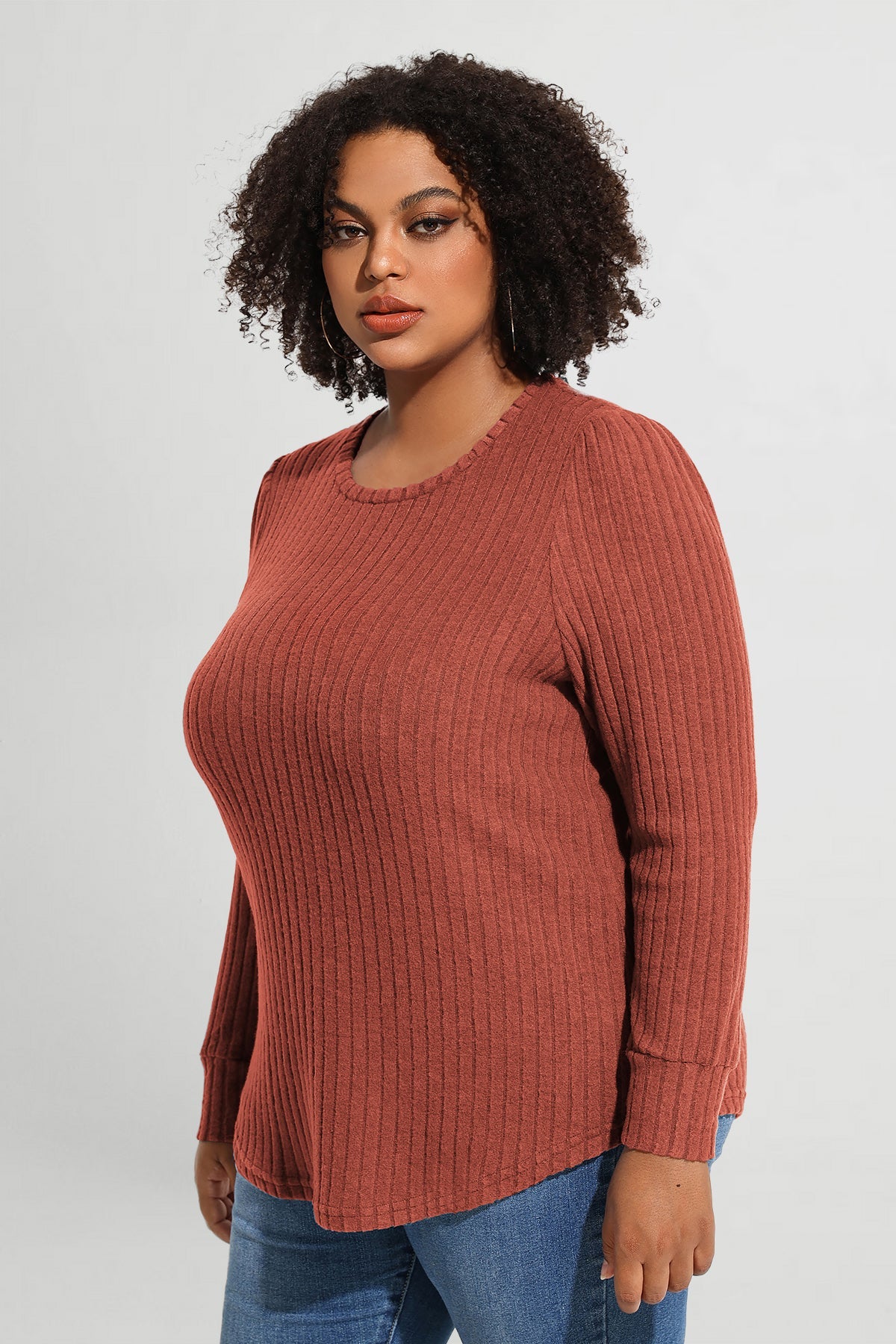 Ritera Solid Texture Velvet Basic Long Sleeve T-Shirt