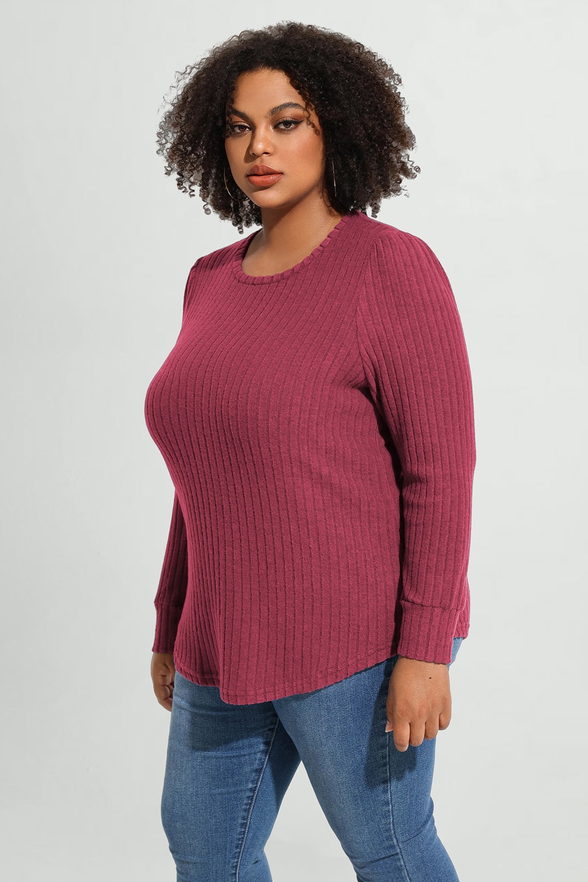 Ritera Solid Texture Velvet Basic Long Sleeve T-Shirt