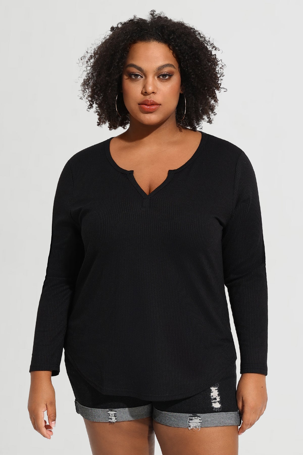 Ritera Supersoft Notched V Neck Long Sleeve T-Shirt