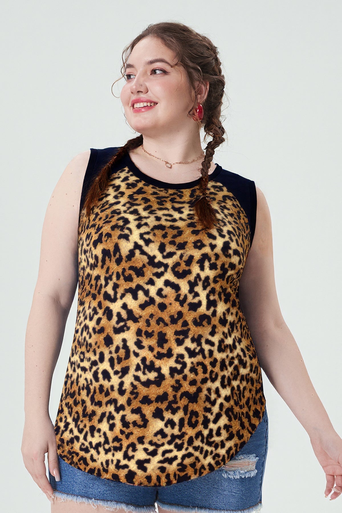 Ritera Patchwork Floral Leopard Detail Tank Top