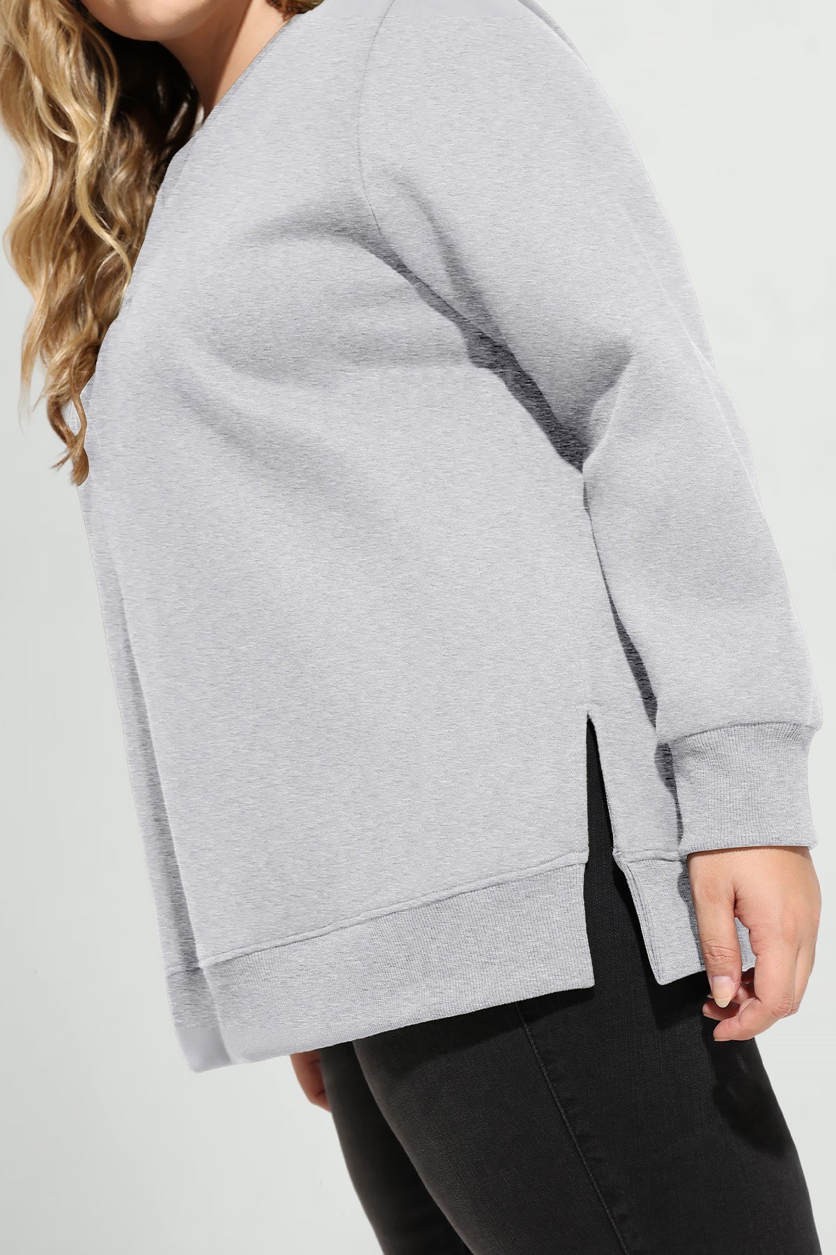 Essentail Split Hem Long Sleeve Sweatshirt