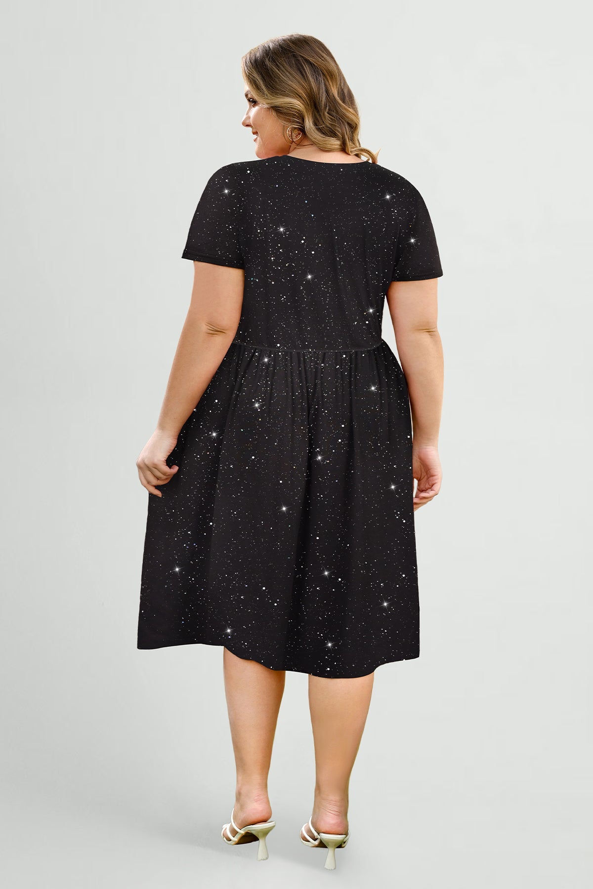 Ritera Pockets Elastic Waist Floral A-line Midi Dress