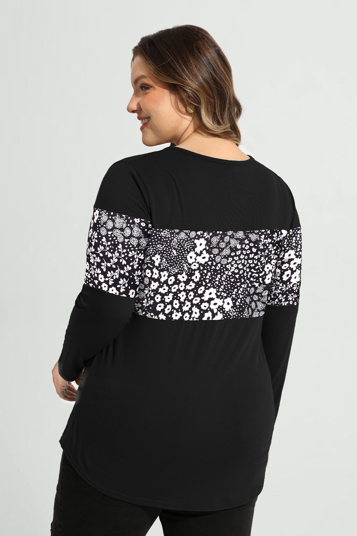 Ritera Colorblock Snowflake Print Long Sleeve T-Shirt