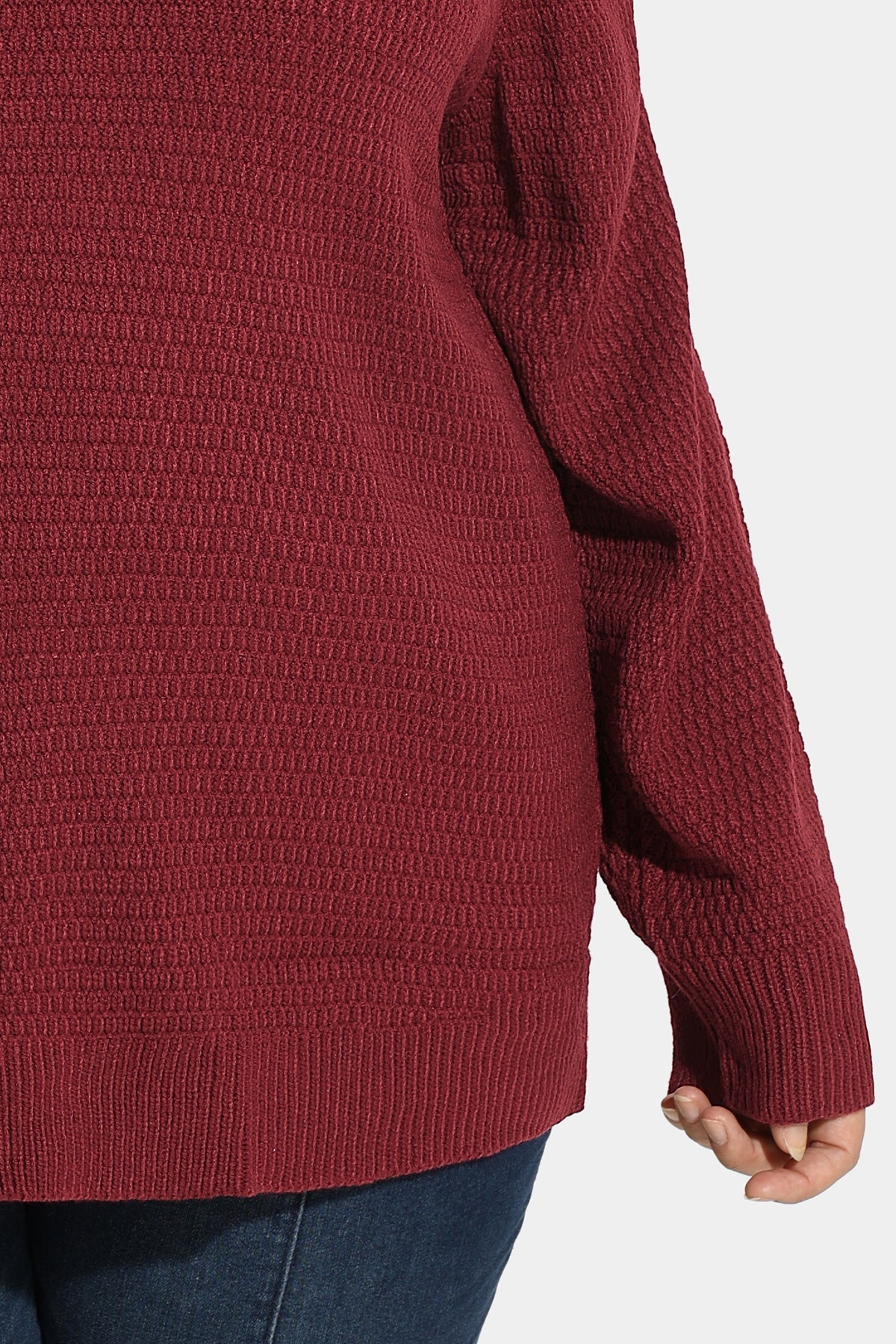Button Up Neckline Texture Woolen Sweater
