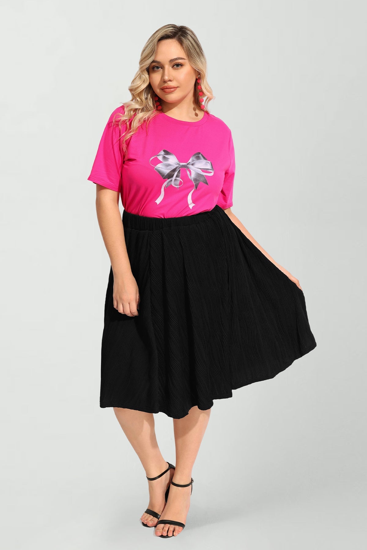 Bowknot Split Hem Short Sleeve T-Shirt