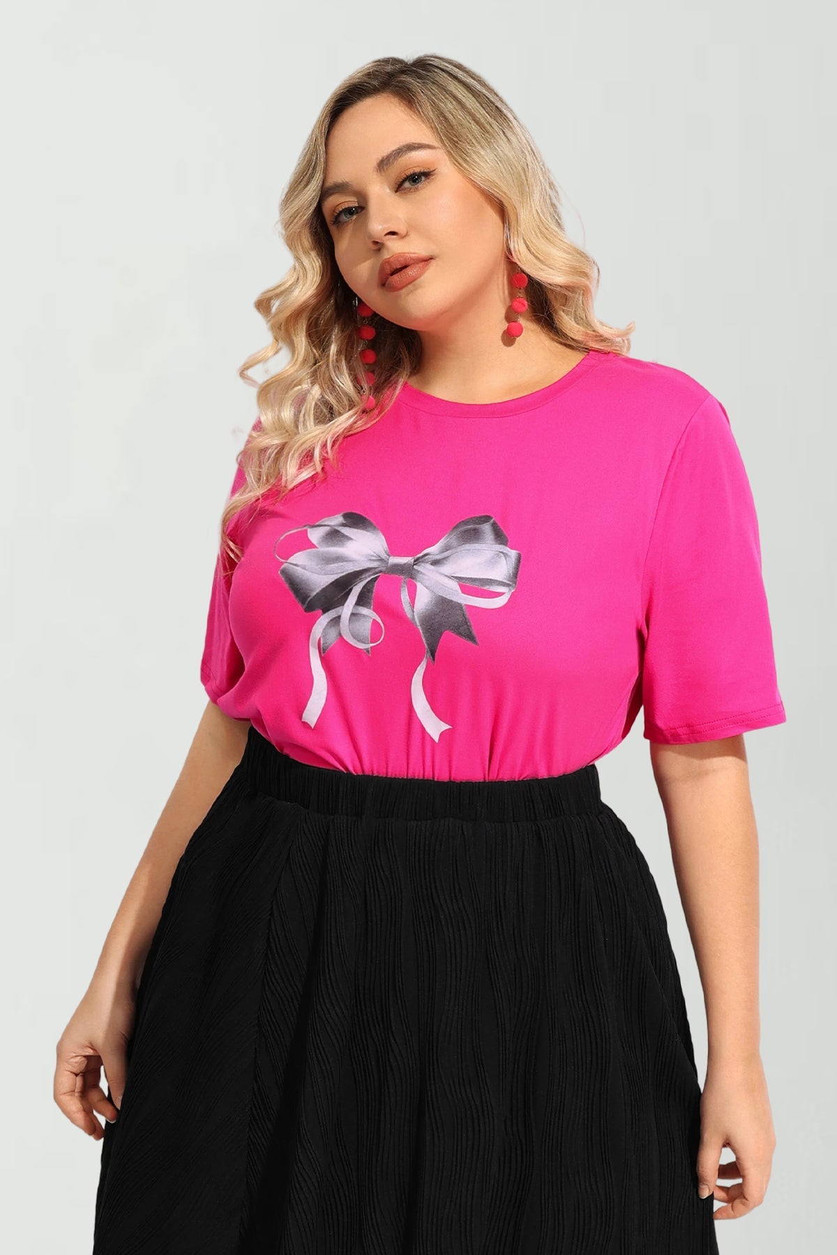 Bowknot Split Hem Short Sleeve T-Shirt