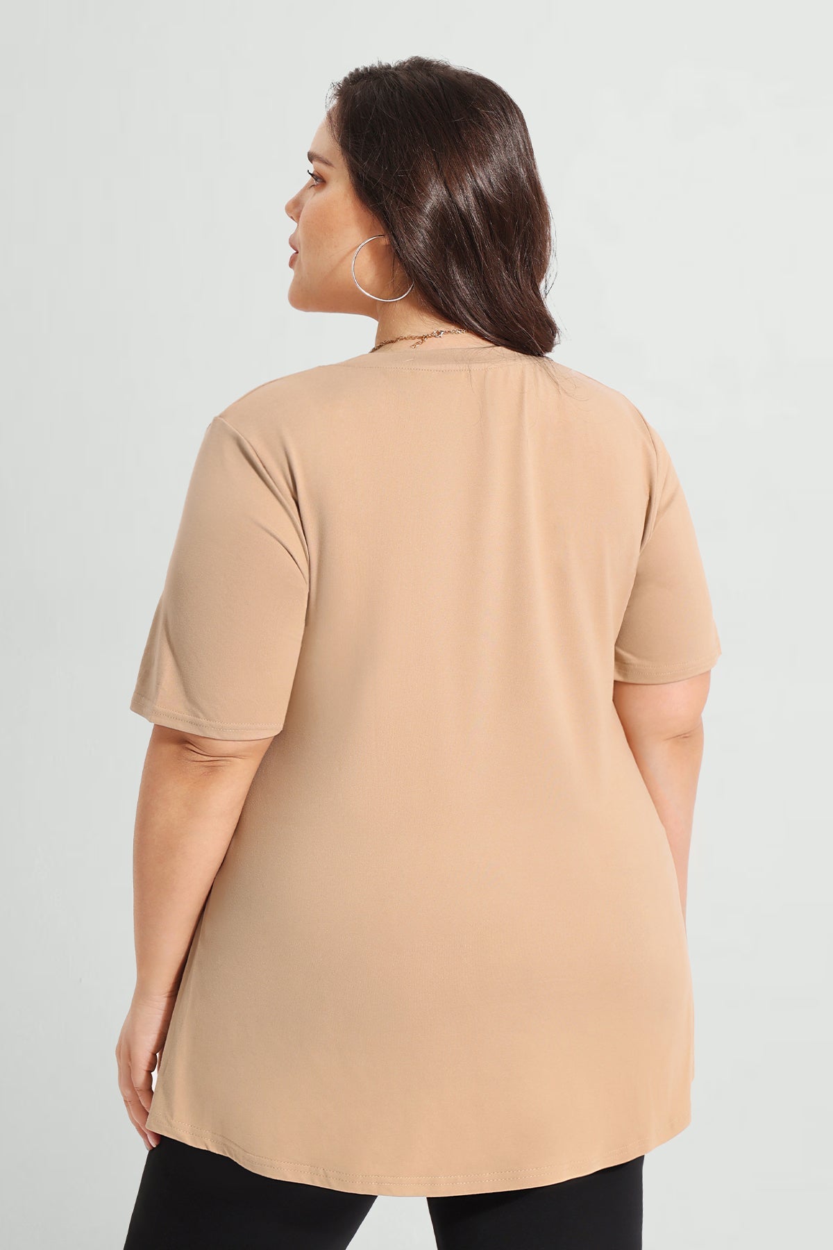 Solid Crewneck Short Sleeve Tunic T-Shirt