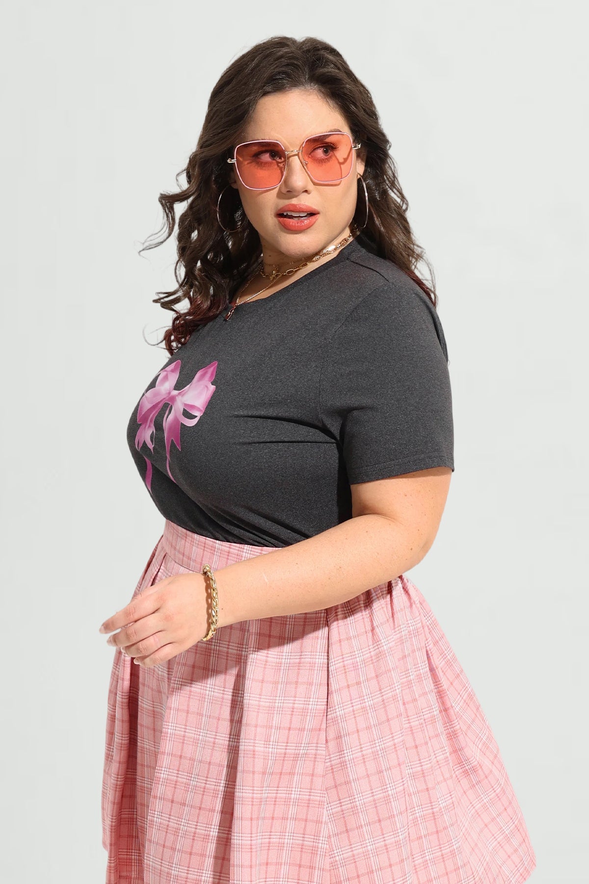 Ritera Bowknot Printing Crewneck Short Sleeve T-Shirt