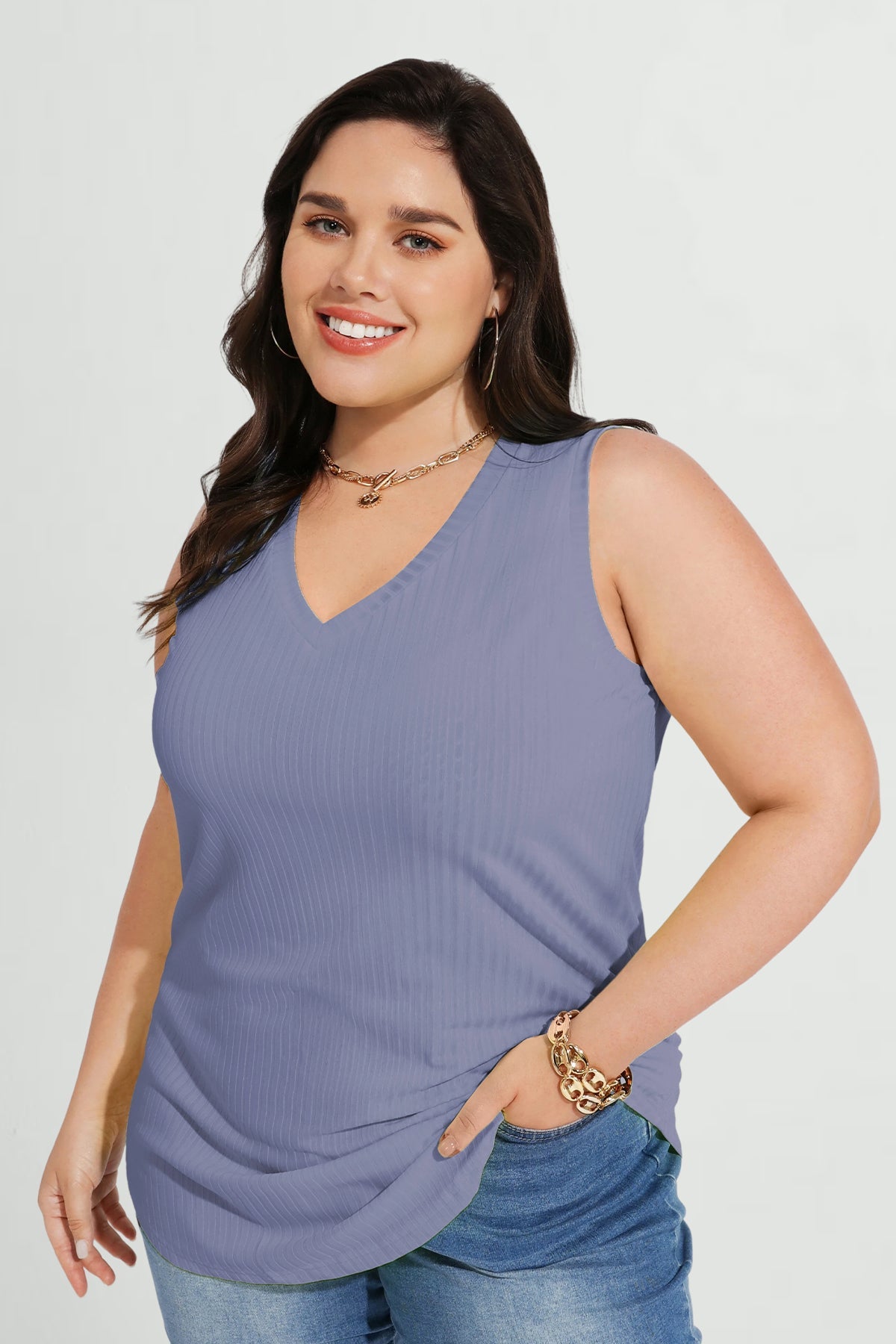 Ritera Solid Essential Basic Fashionable Texture Tank Top