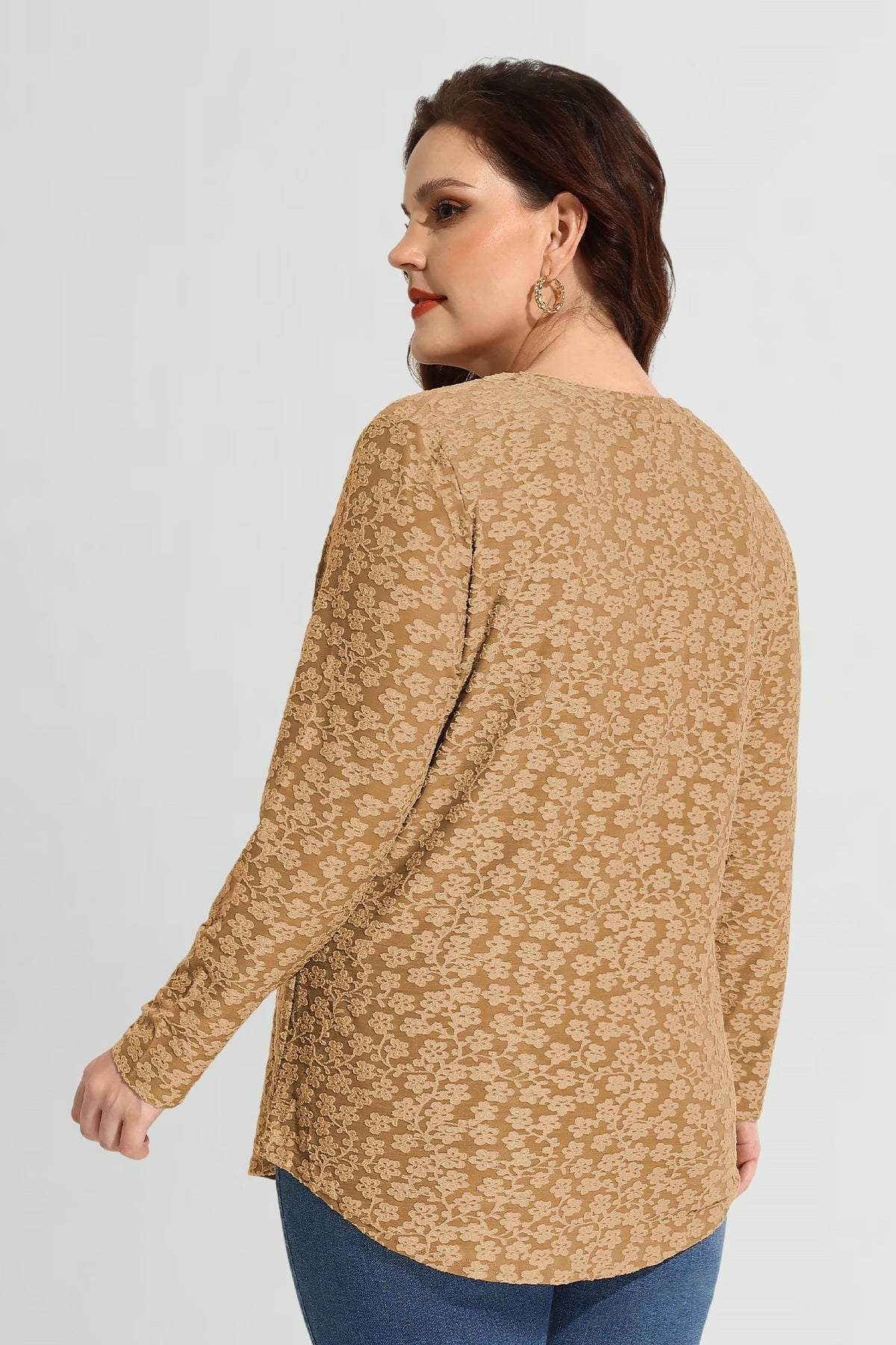 Floral Print V Neck Long Sleeve Shirt