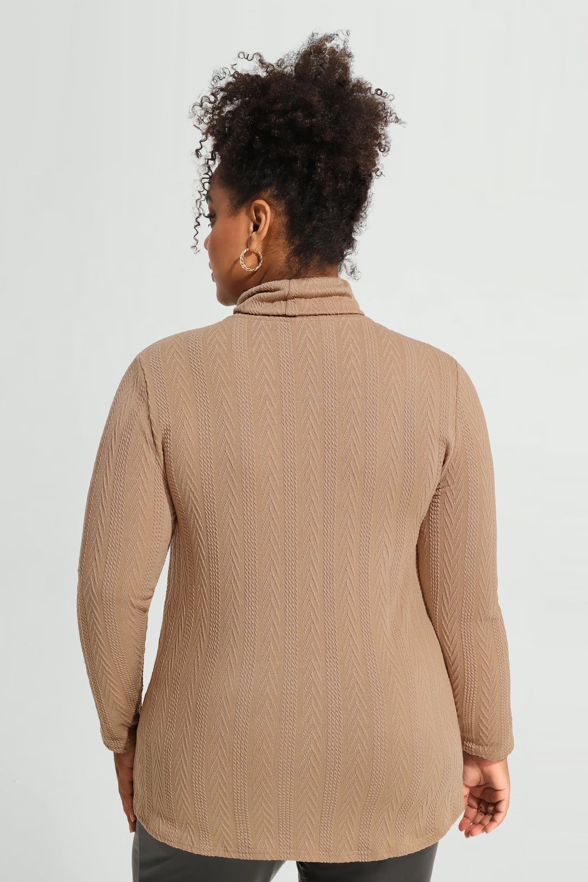 Solid Texture Knit Cowl Neck Long Sleeve Pullover Sweater