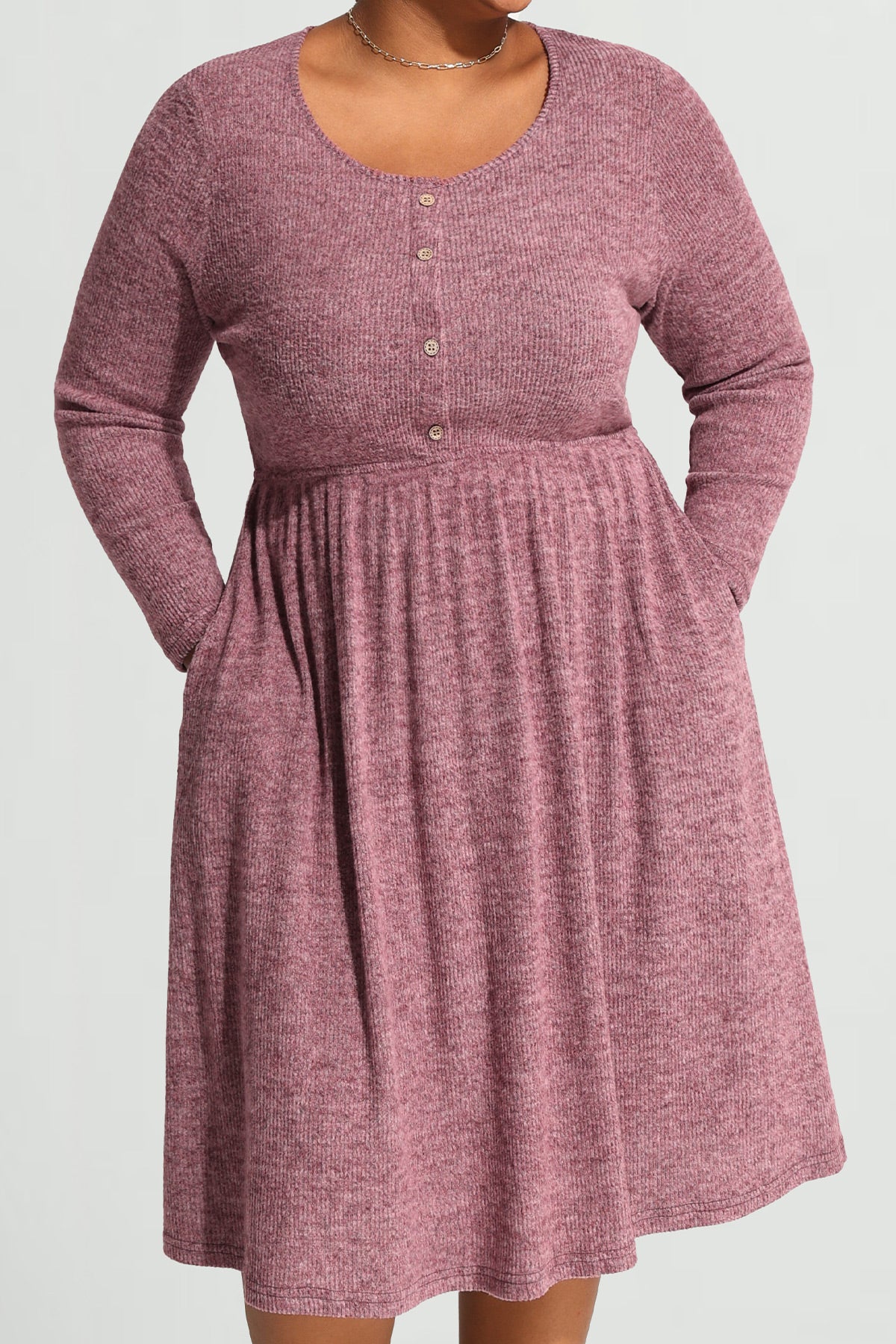 Ritera Pocket Sparkle Glitter Button Detail Midi Dress