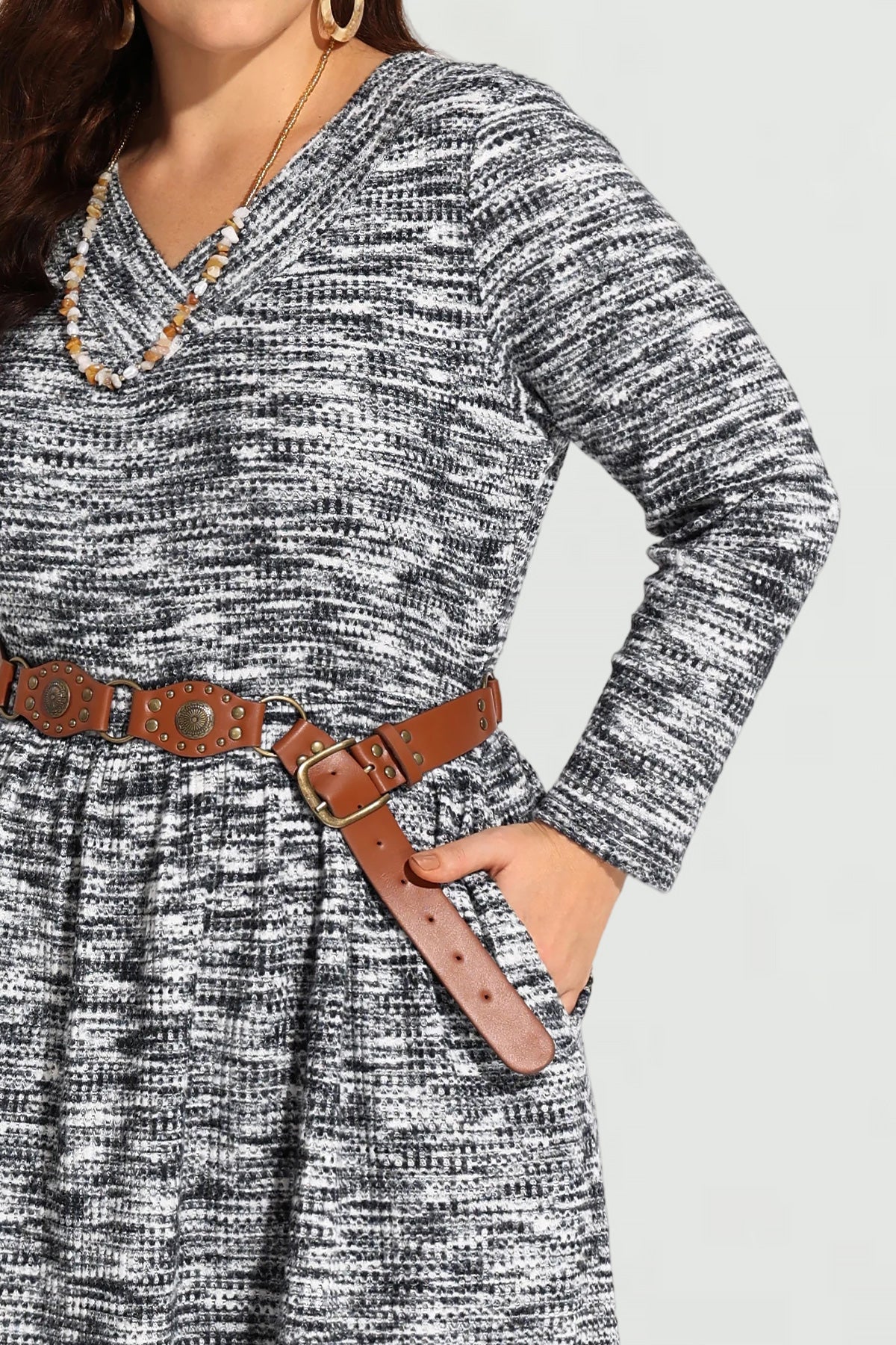 Ritera Pocket Elastic Waist Pleated Midi Dress