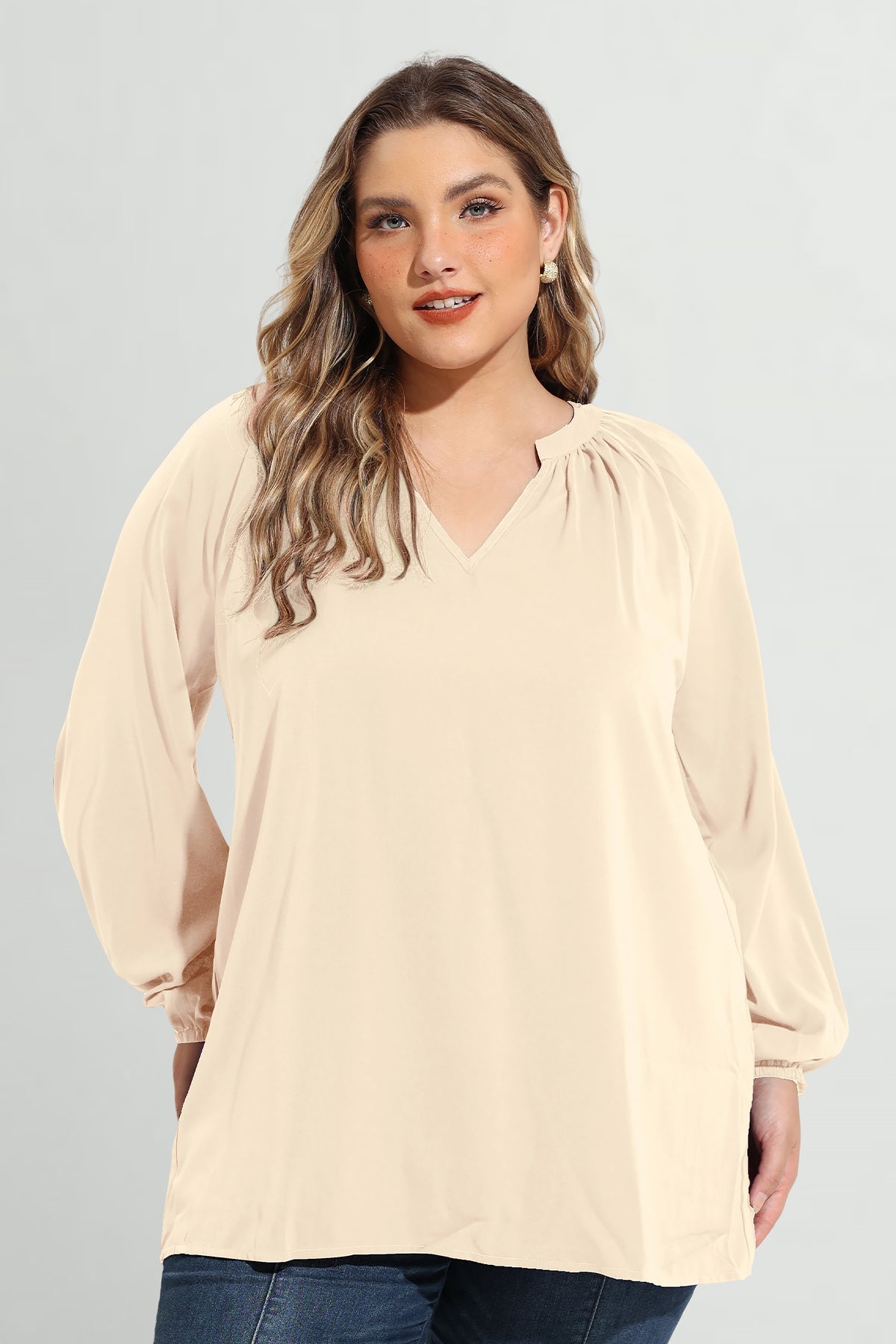 Supersoft Tunic Pleated Lanturn Long Sleeve T-Shirt