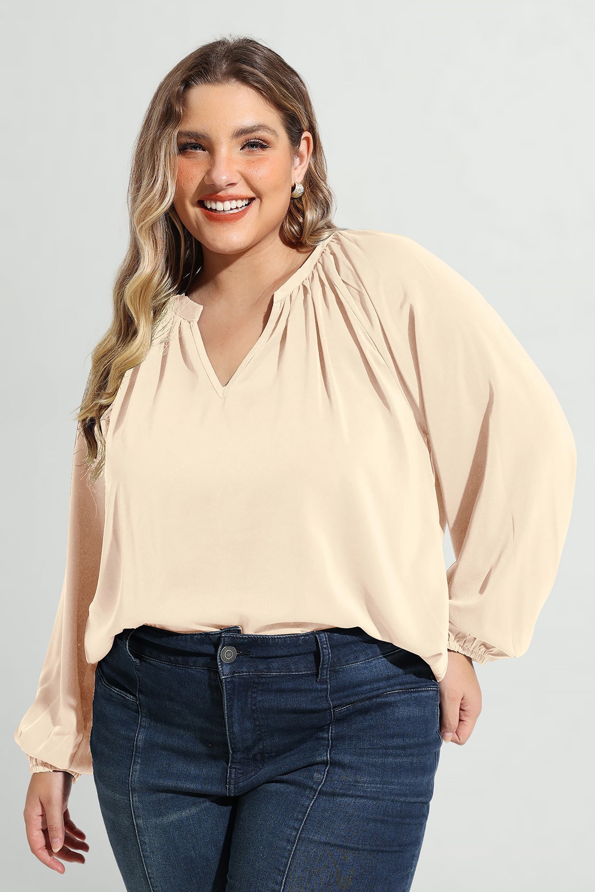 Supersoft Tunic Pleated Lanturn Long Sleeve T-Shirt