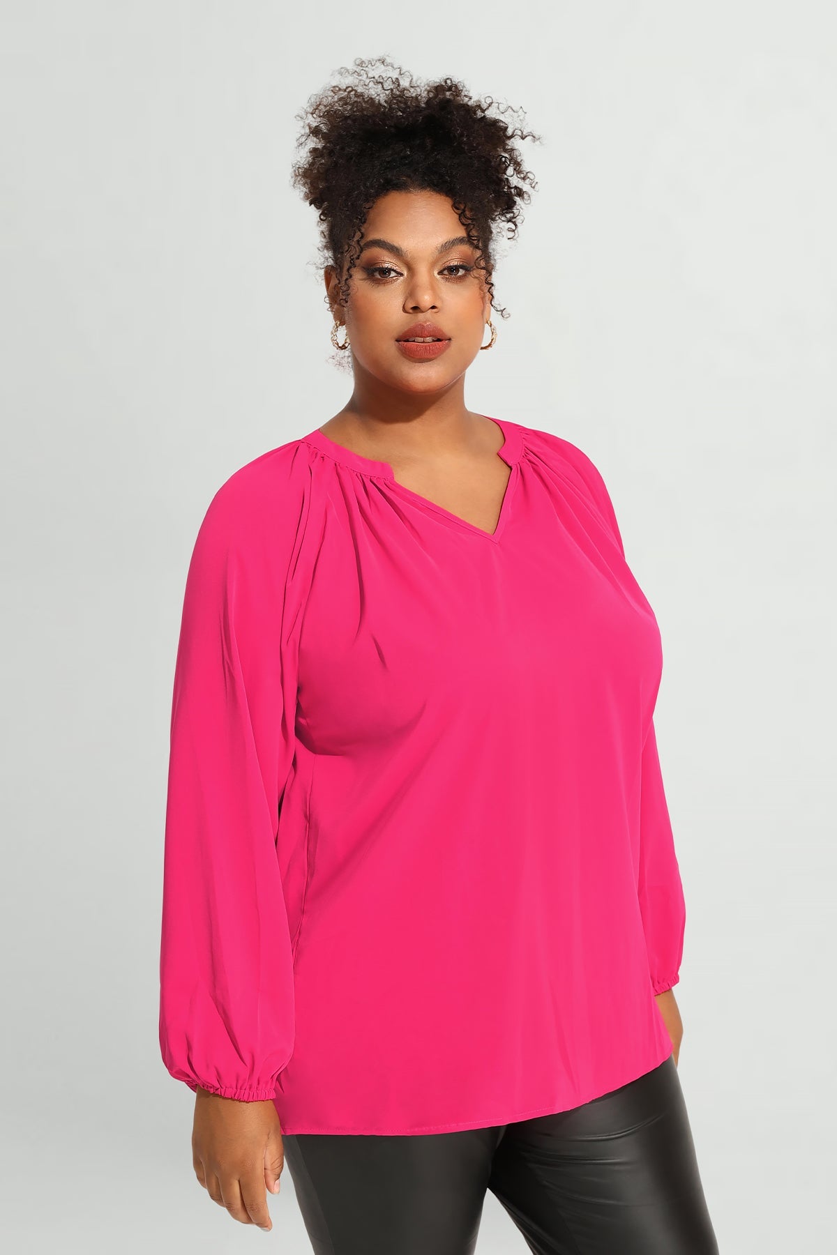 Supersoft Tunic Pleated Lanturn Long Sleeve T-Shirt