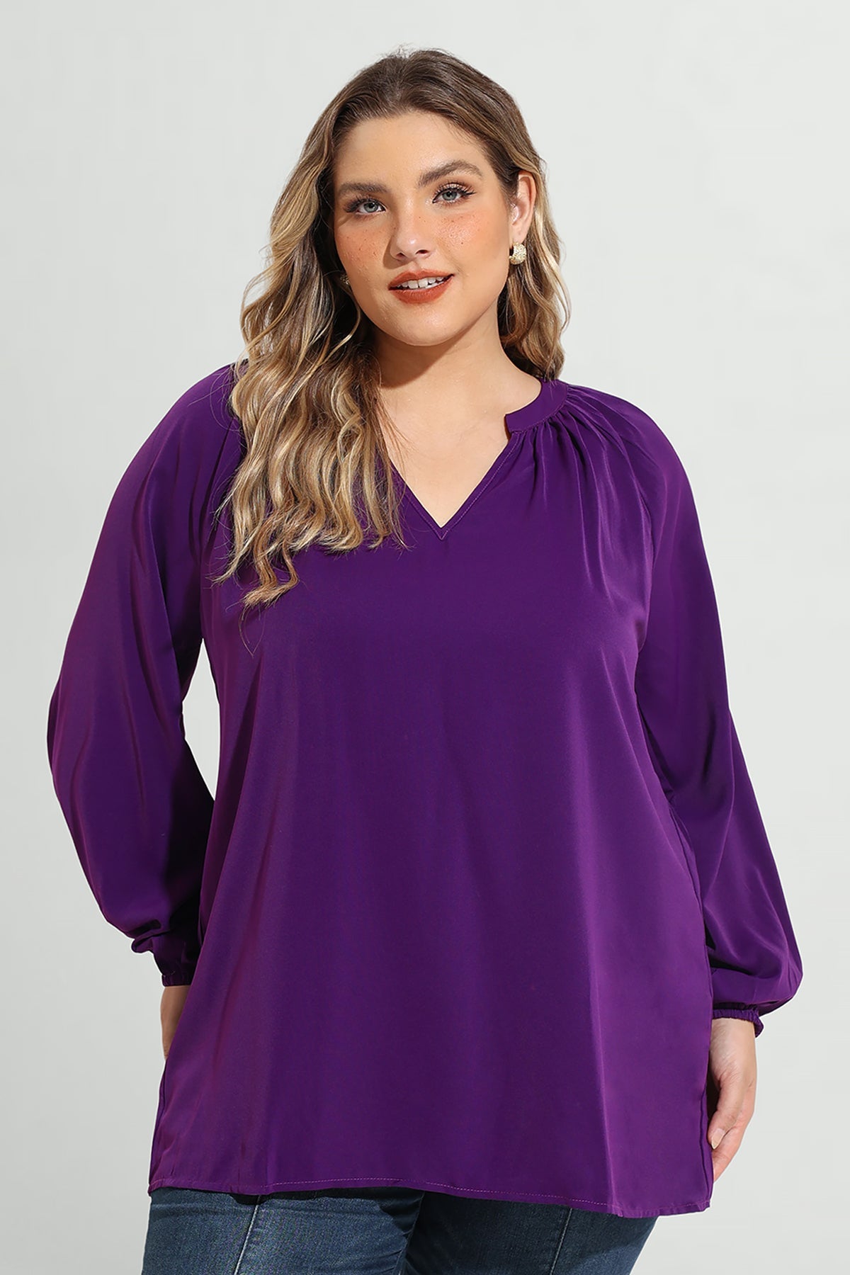 Supersoft Tunic Pleated Lanturn Long Sleeve T-Shirt