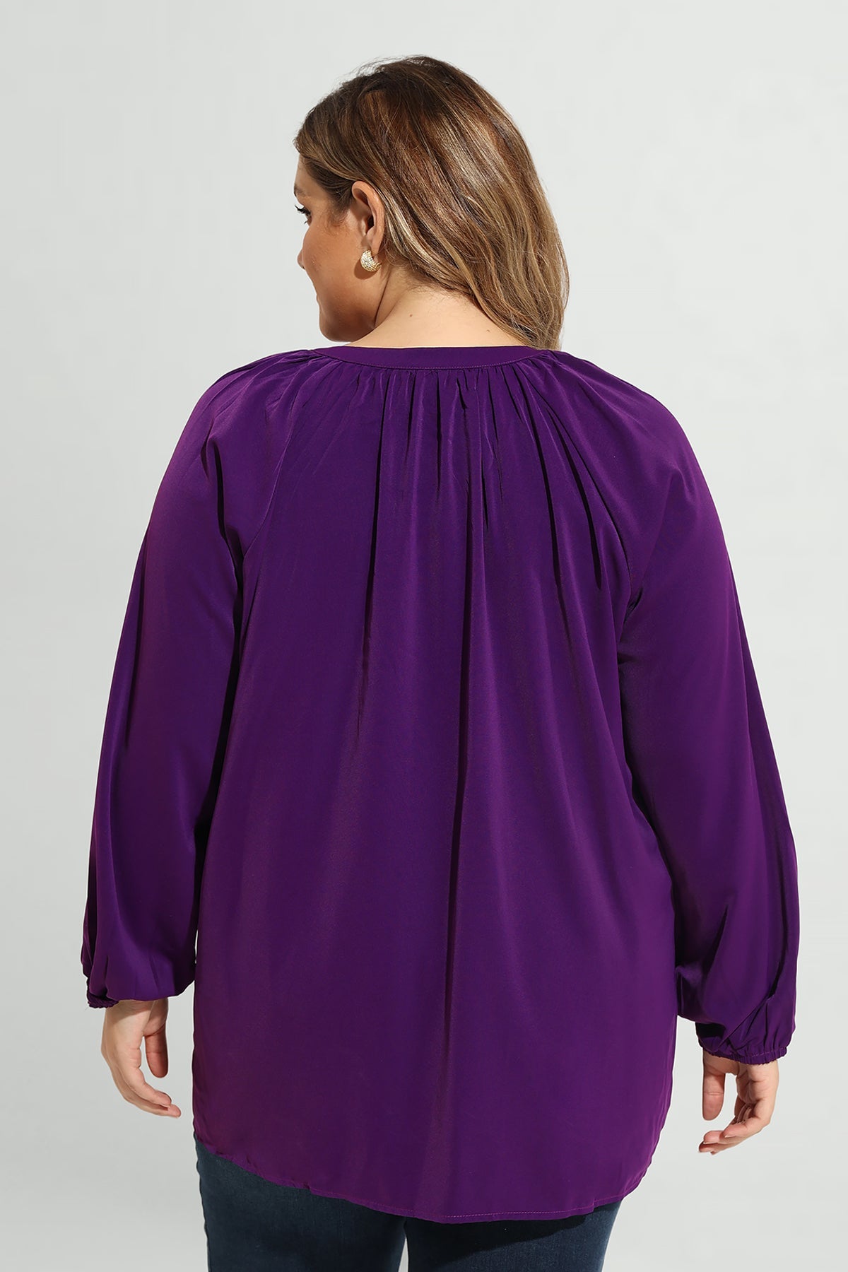 Supersoft Tunic Pleated Lanturn Long Sleeve T-Shirt